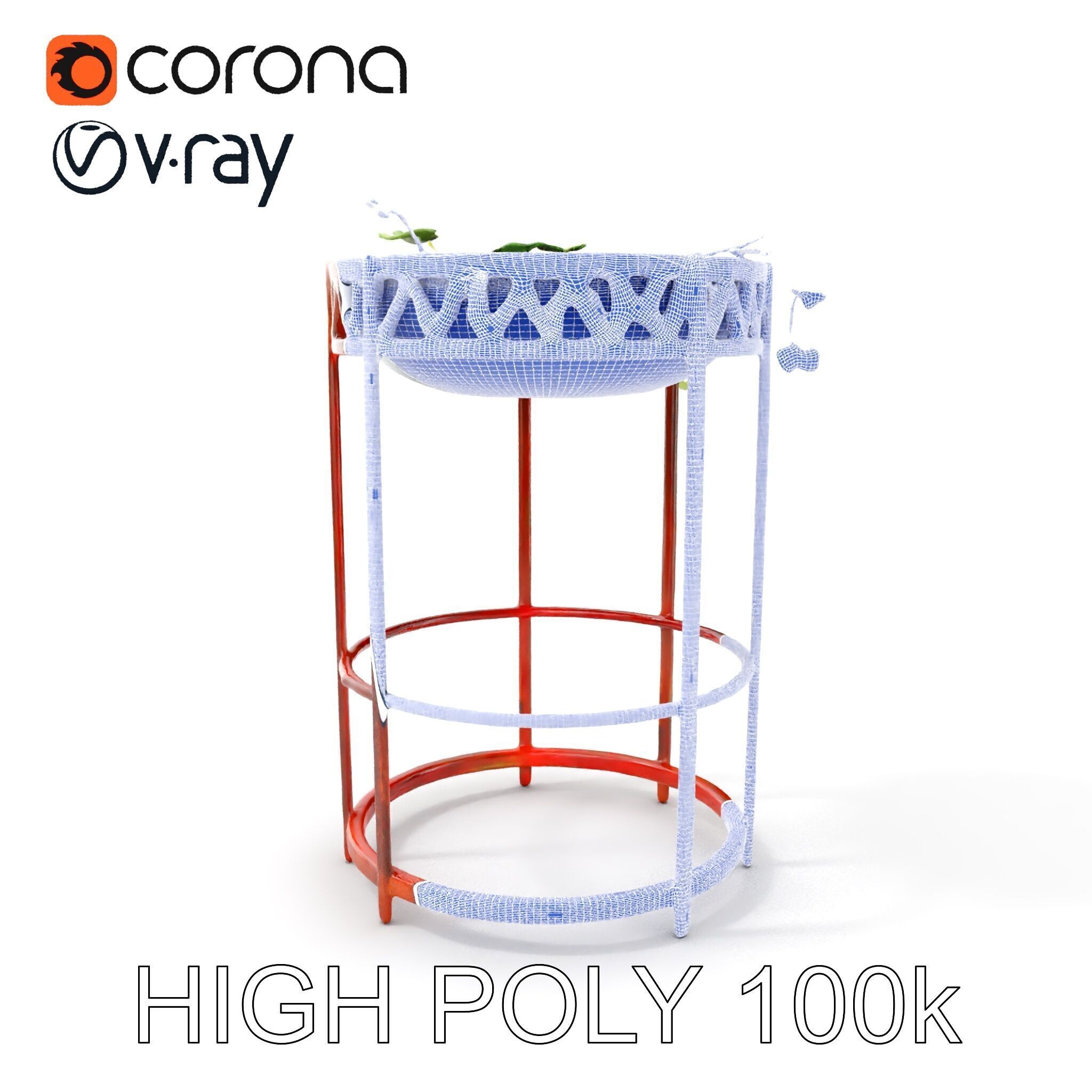 Decorative Plant Stand with Metal Frame Model Pack Low-poly 3D model_4