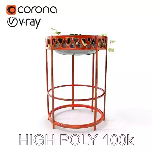 Decorative Plant Stand with Metal Frame Model Pack Low-poly 3D model