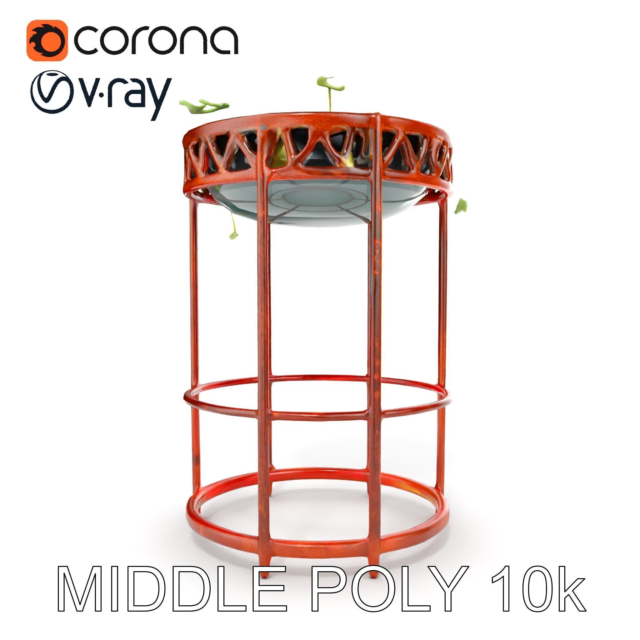 Decorative Plant Stand with Metal Frame Model Pack Low-poly 3D model_17