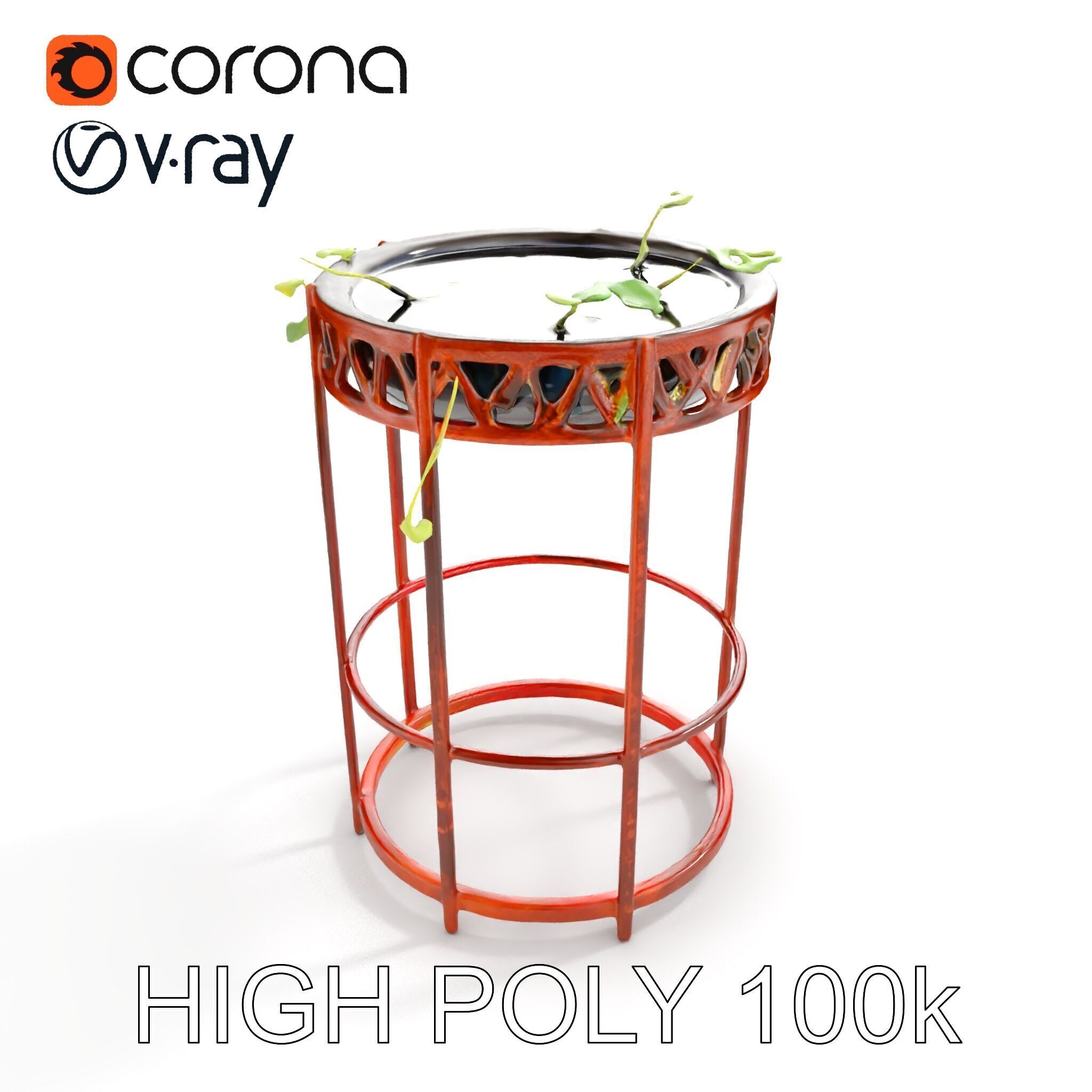 Decorative Plant Stand with Metal Frame Model Pack Low-poly 3D model_13