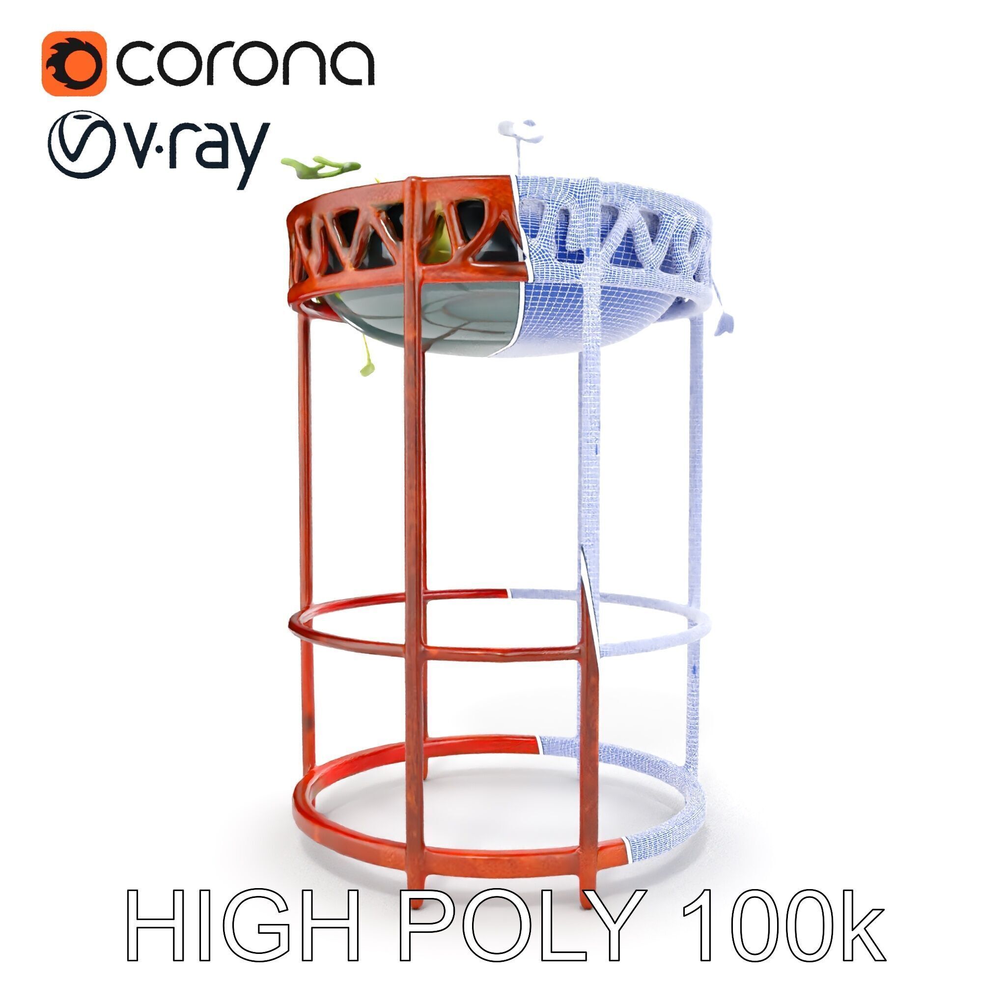 Decorative Plant Stand with Metal Frame Model Pack Low-poly 3D model_35