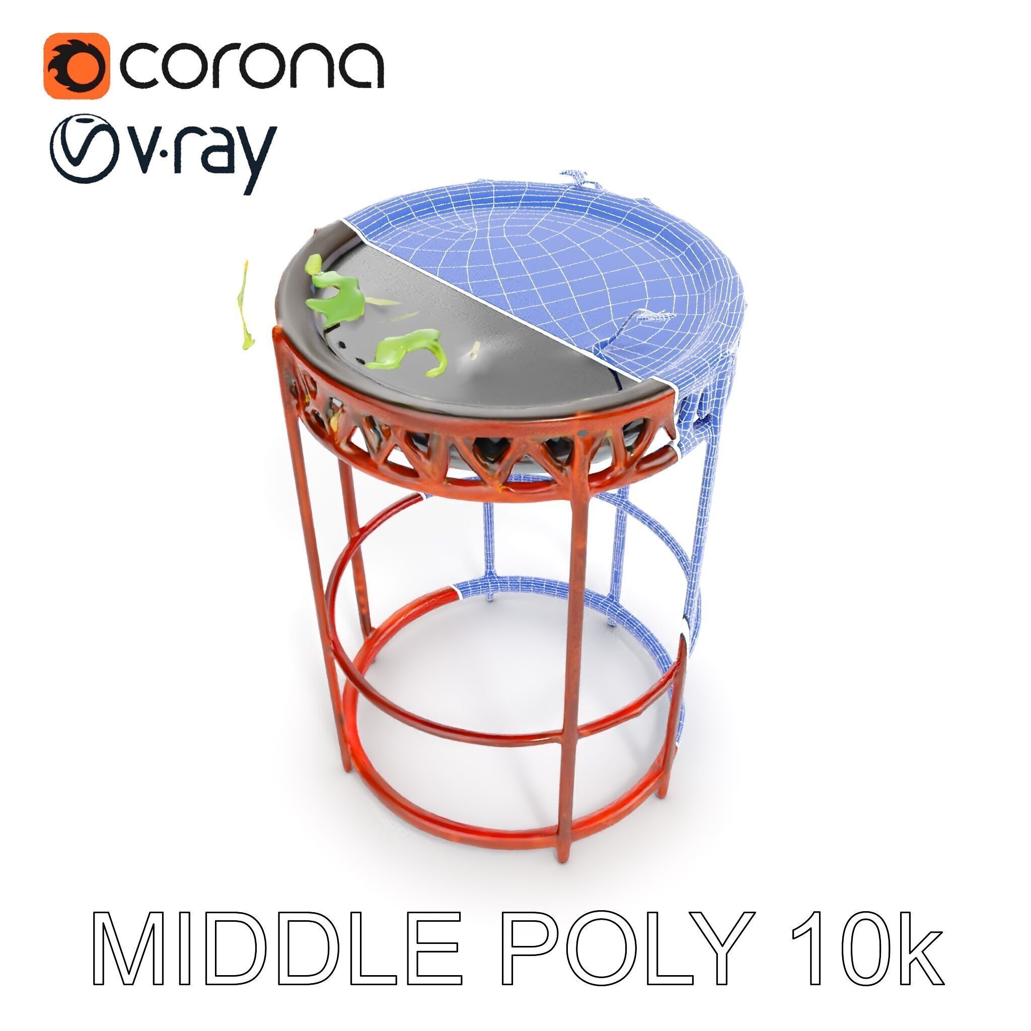 Decorative Plant Stand with Metal Frame Model Pack Low-poly 3D model_25