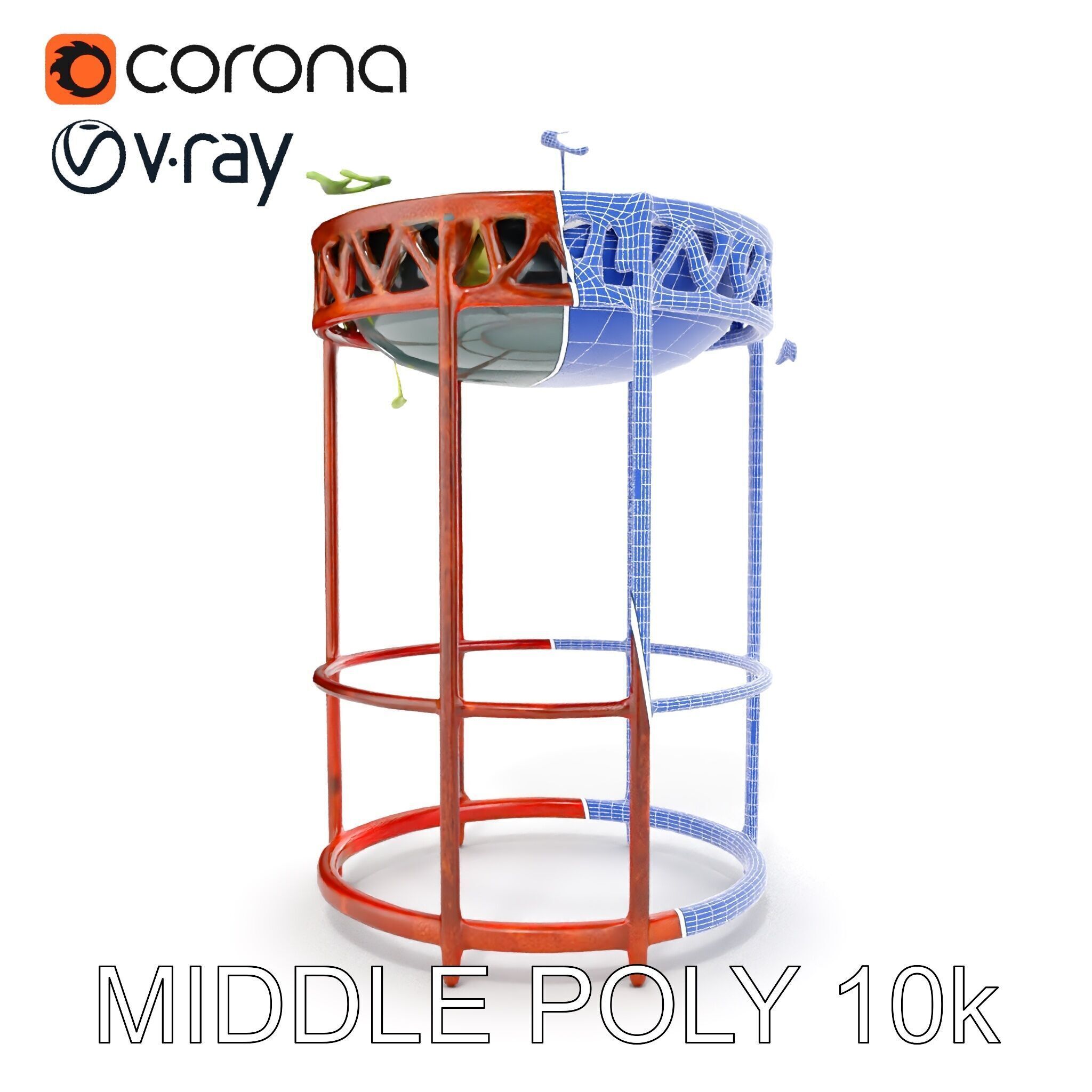 Decorative Plant Stand with Metal Frame Model Pack Low-poly 3D model_23