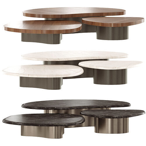 Coffee table Bezier Minotti set 1 3D model