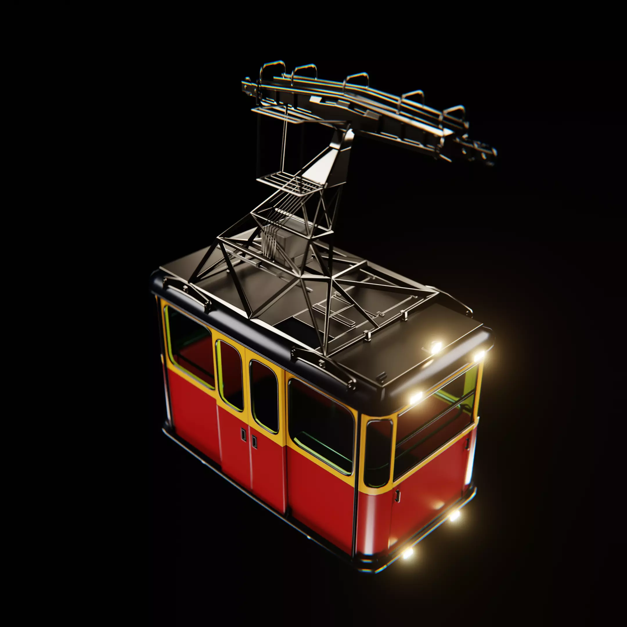 80s Cable car Low-poly 3D model