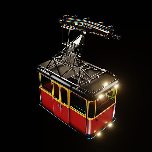 80s Cable car Low-poly 3D model