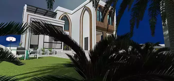 Modern Arabic Villa 3D Model  Project A113