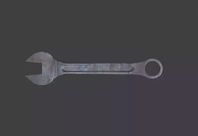 Old Rusty Wrench Low Poly PBR Game Ready 3D Model FBX OBJ GLTF