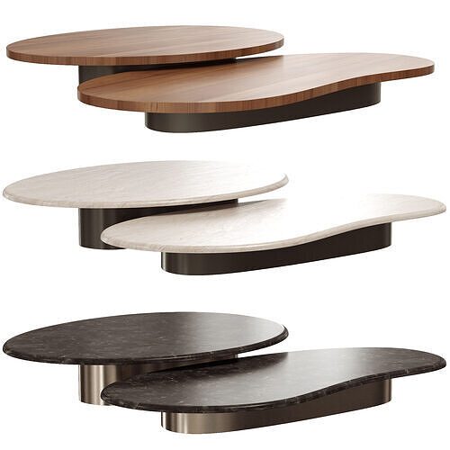 Coffee table Bezier Minotti set 2 3D model