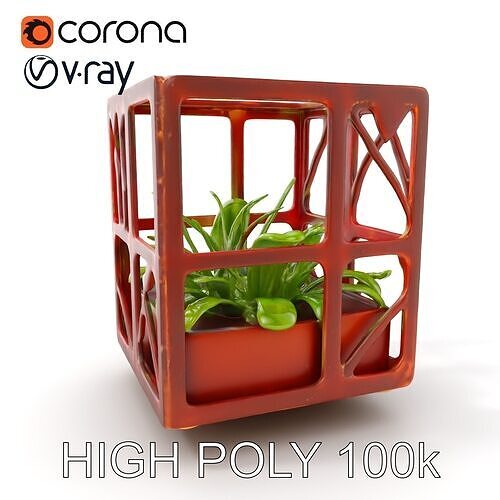 Geometric Metal Plant Holder Model Pack Low-poly 3D model