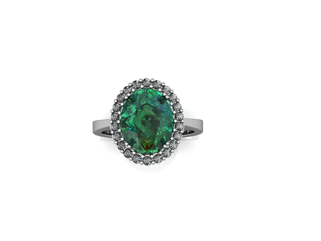 rosetta clasic Ring emerald 3D print model_2