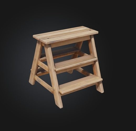 wooden step stool 3D model