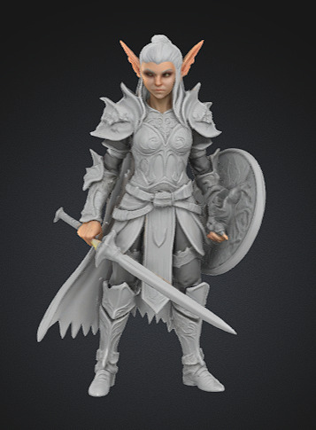 fantasy Elf Warrior Miniature 3D print model_7