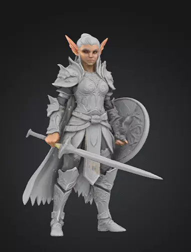 fantasy Elf Warrior Miniature 3D print model_0