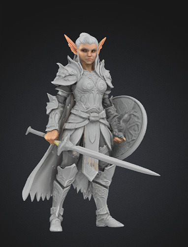 fantasy Elf Warrior Miniature 3D print model_1