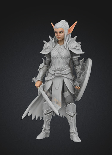 fantasy Elf Warrior Miniature 3D print model_3