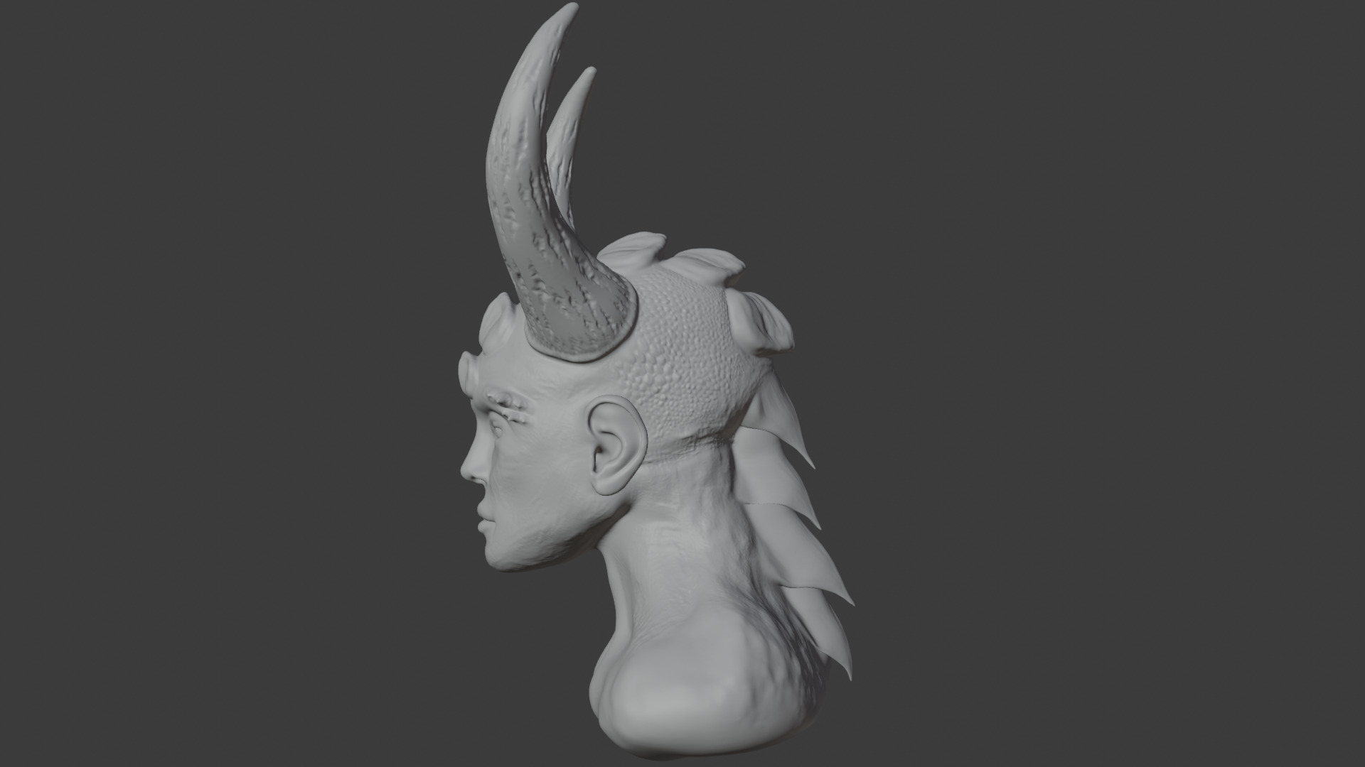 Demon creature Head 3D model_1