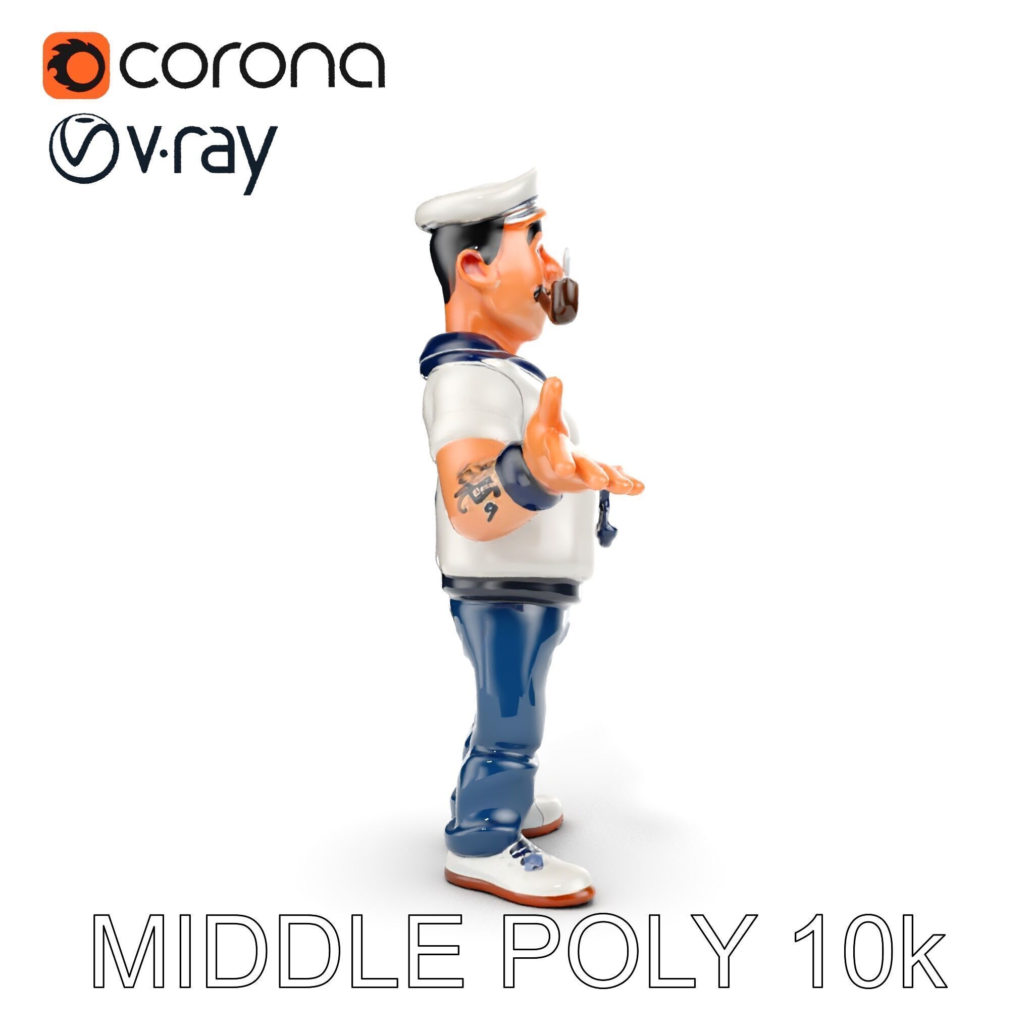 Sailor Render  Cartoon Style D Character Model Low-poly 3D model_25