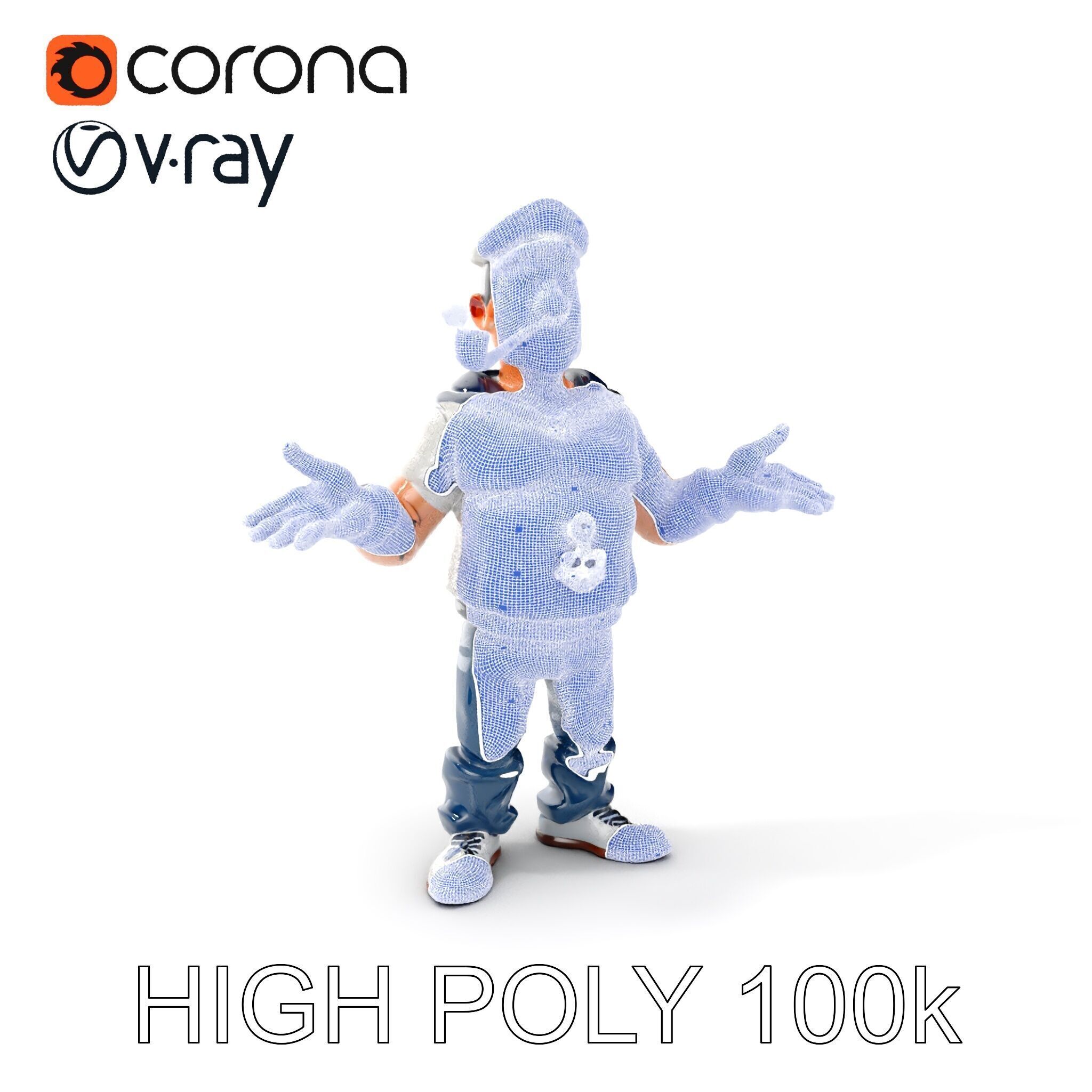 Sailor Render  Cartoon Style D Character Model Low-poly 3D model_4