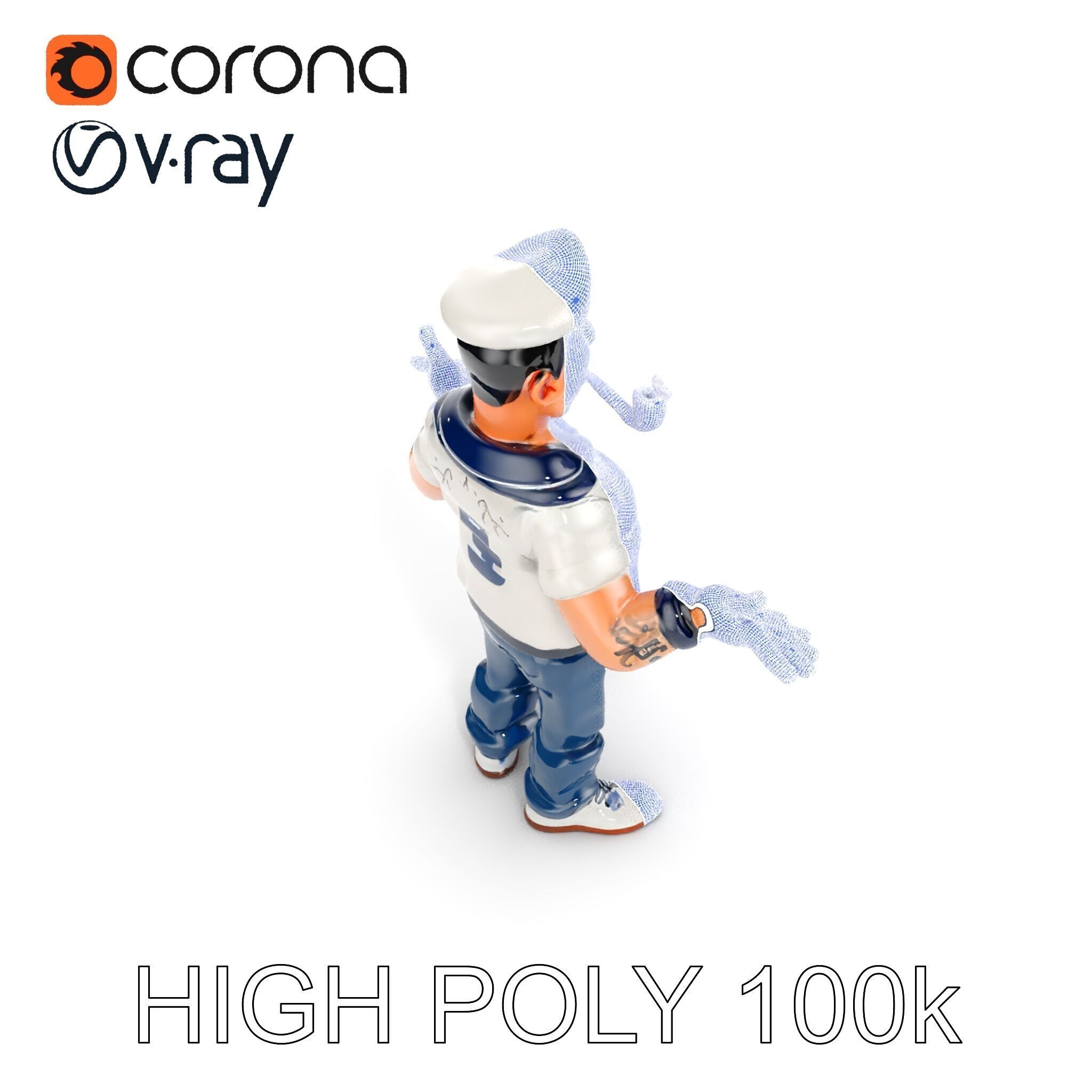 Sailor Render  Cartoon Style D Character Model Low-poly 3D model_21