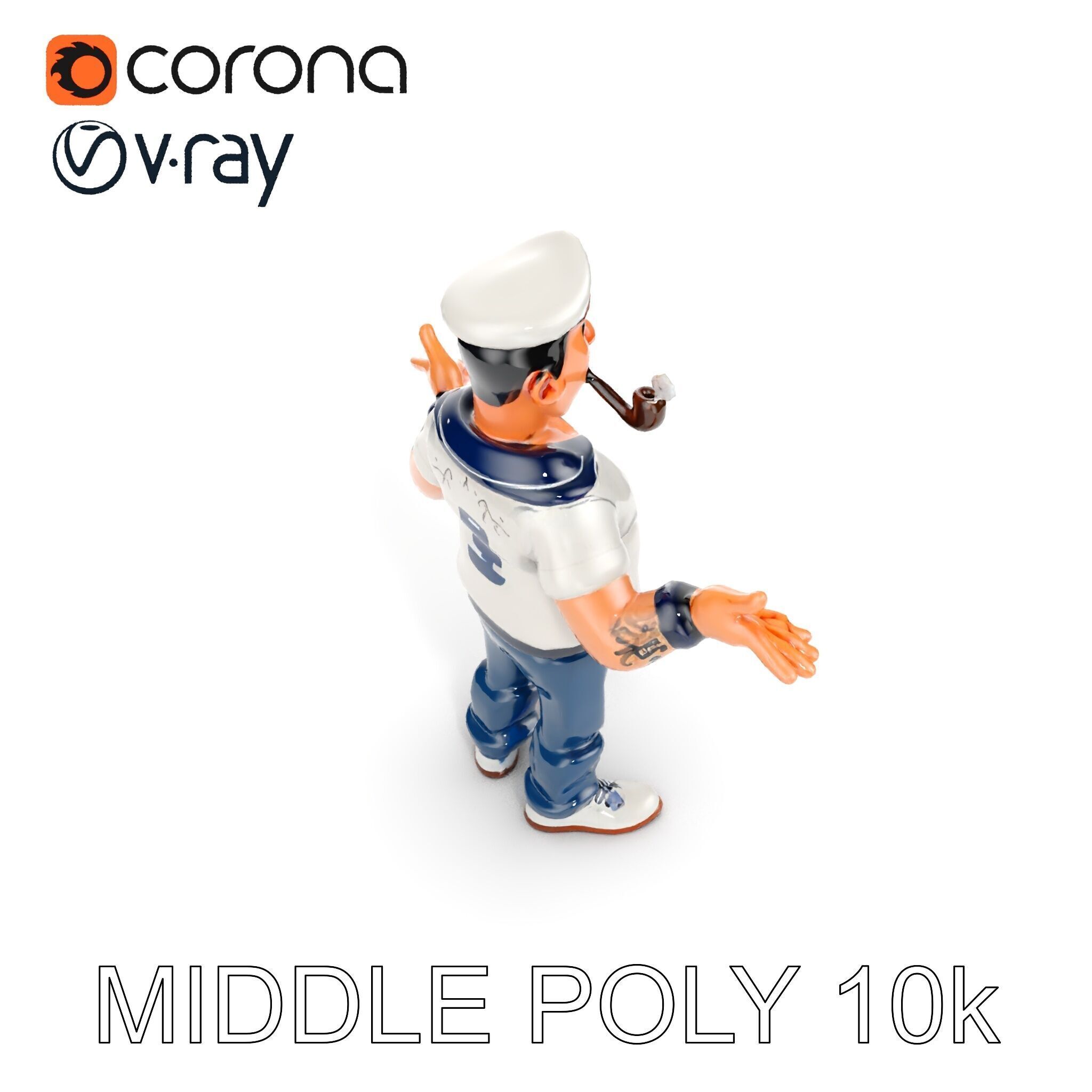 Sailor Render  Cartoon Style D Character Model Low-poly 3D model_28