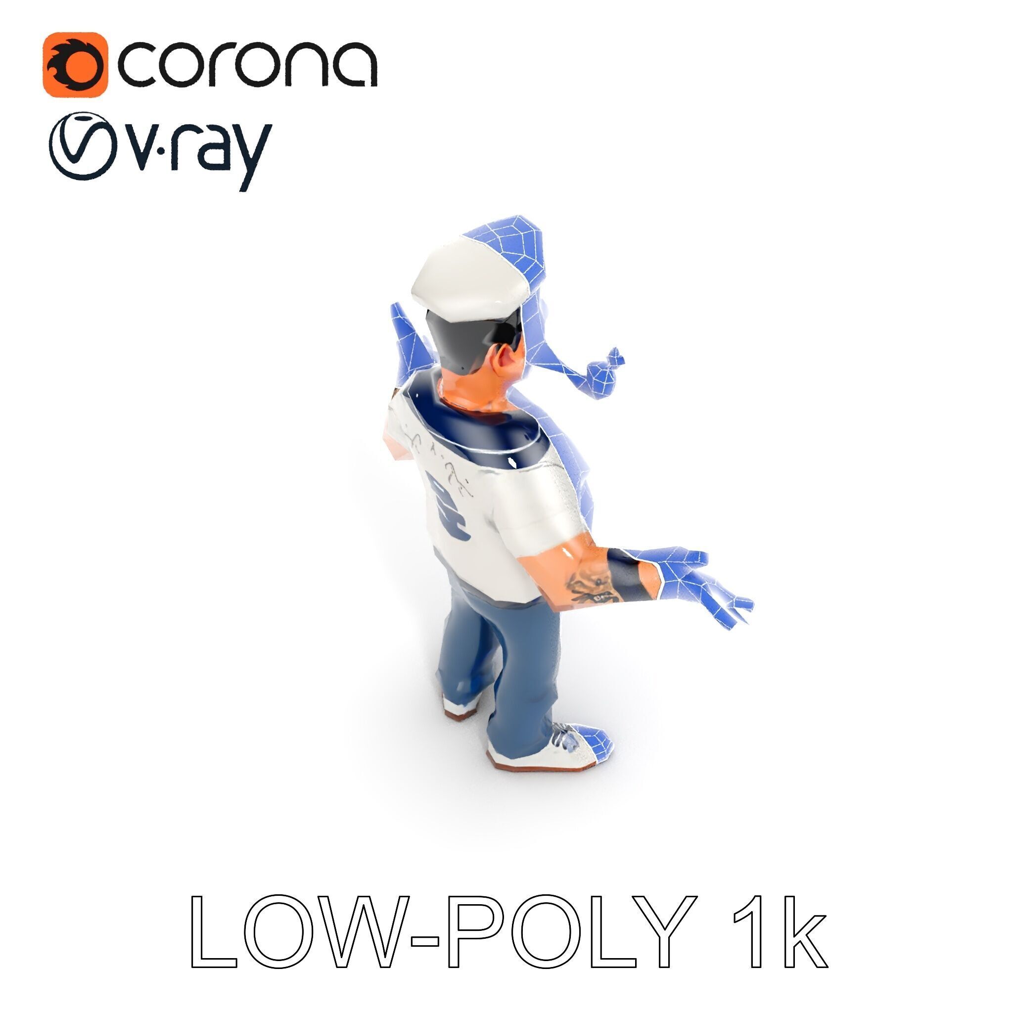 Sailor Render  Cartoon Style D Character Model Low-poly 3D model_26