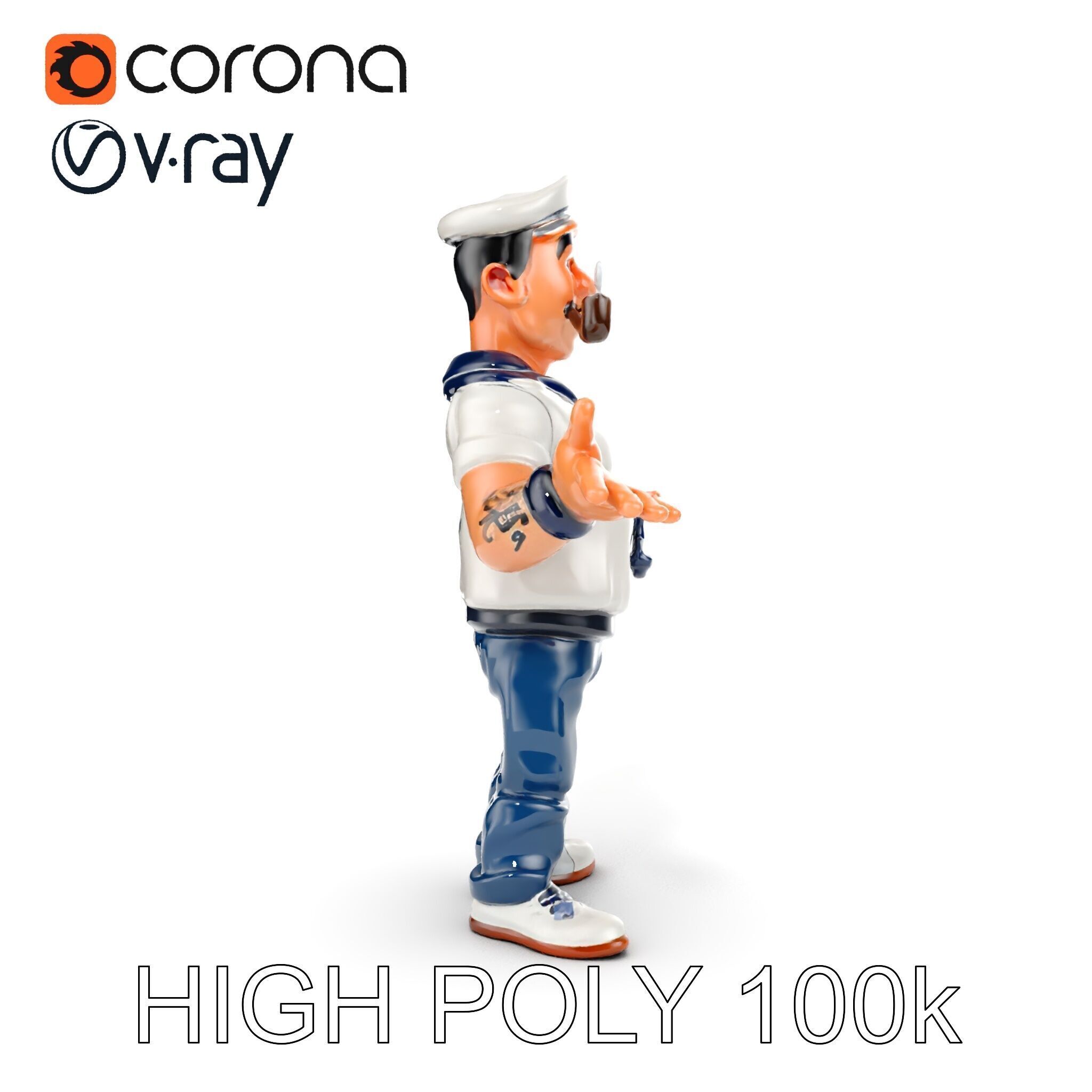 Sailor Render  Cartoon Style D Character Model Low-poly 3D model_24