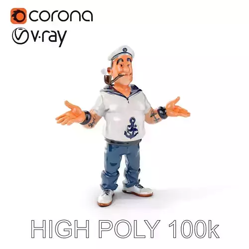 Sailor Render  Cartoon Style D Character Model Low-poly 3D model