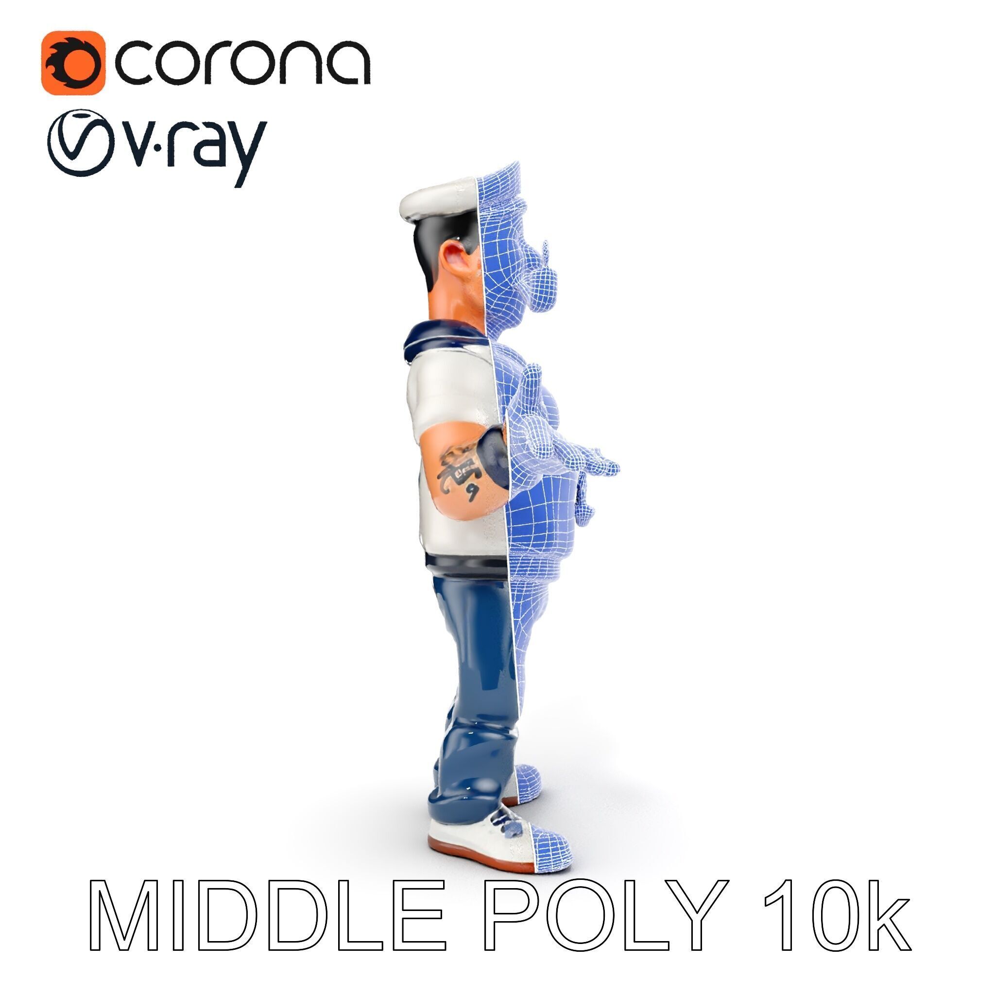 Sailor Render  Cartoon Style D Character Model Low-poly 3D model_36