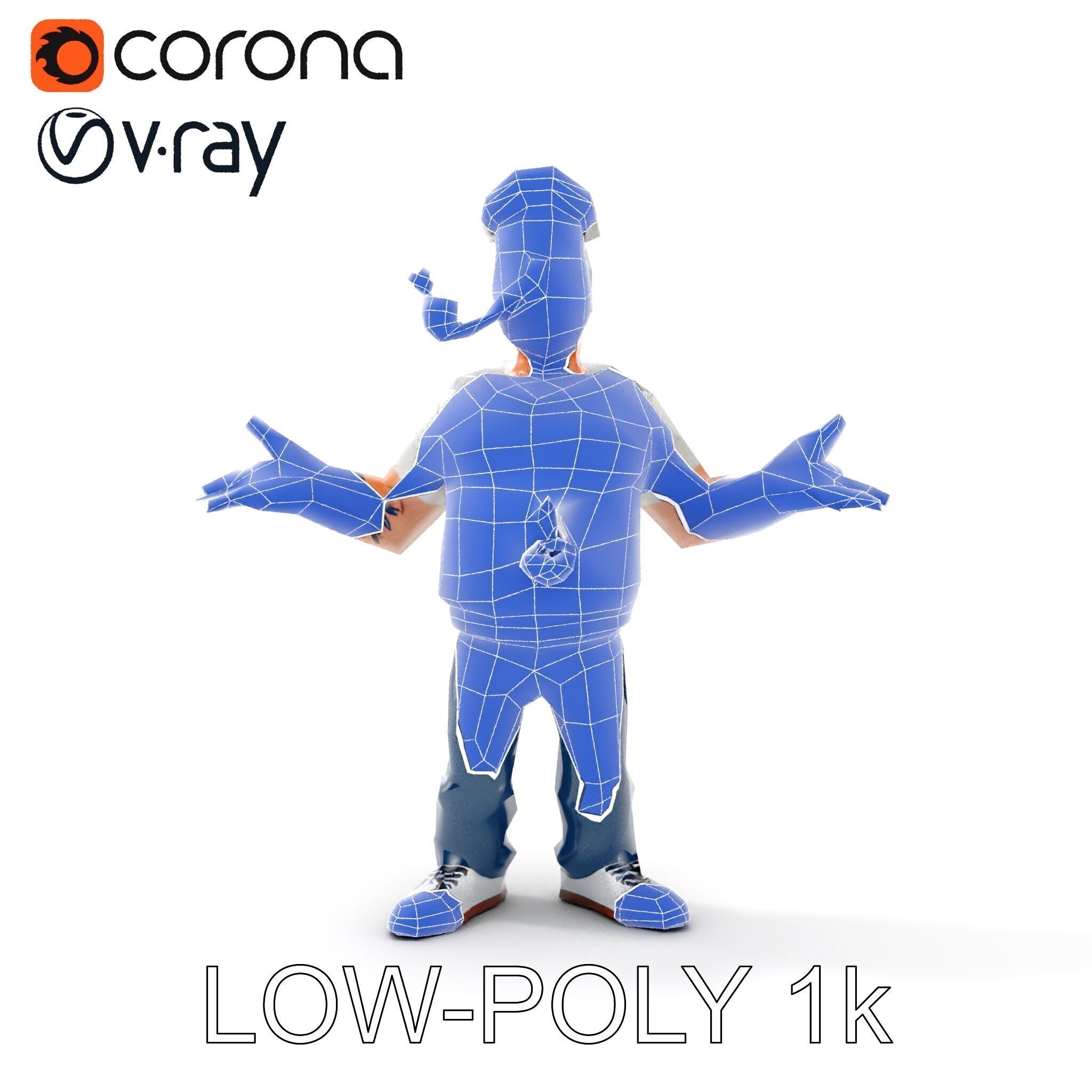 Sailor Render  Cartoon Style D Character Model Low-poly 3D model_29