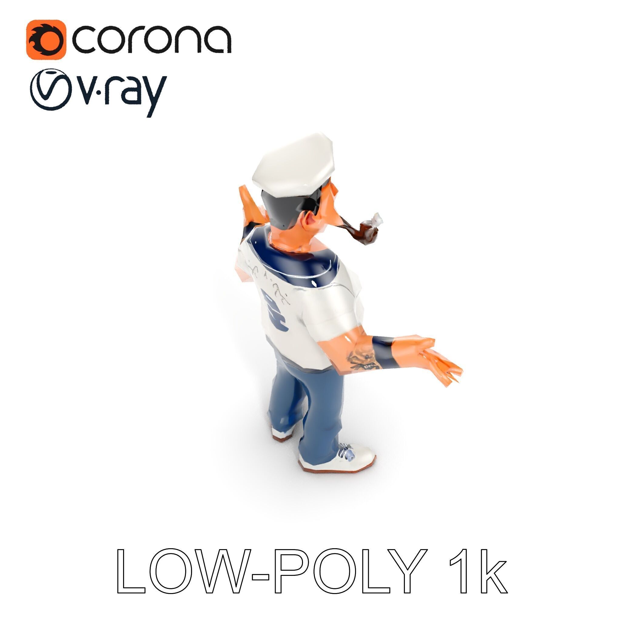 Sailor Render  Cartoon Style D Character Model Low-poly 3D model_17