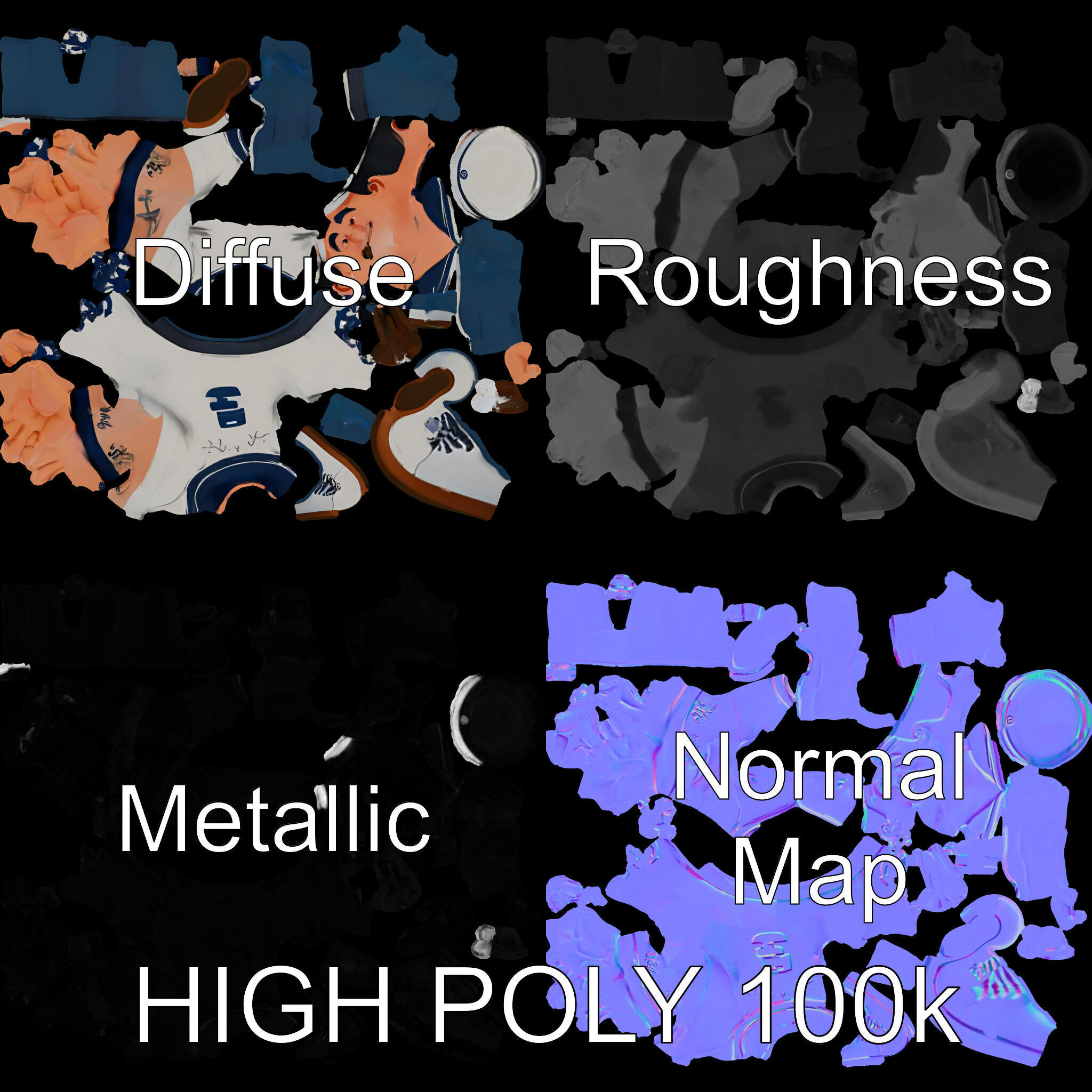 Sailor Render  Cartoon Style D Character Model Low-poly 3D model_3