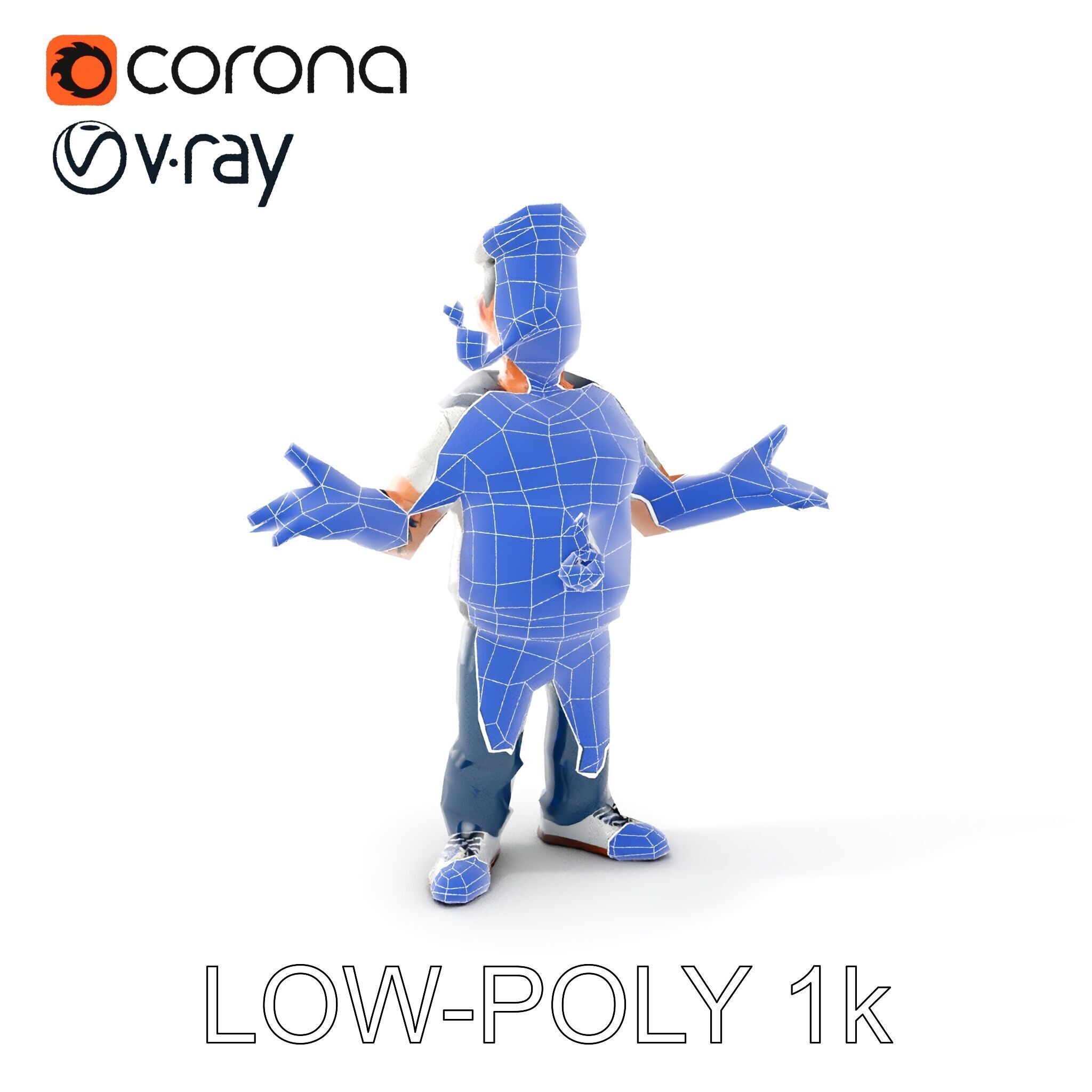 Sailor Render  Cartoon Style D Character Model Low-poly 3D model_12