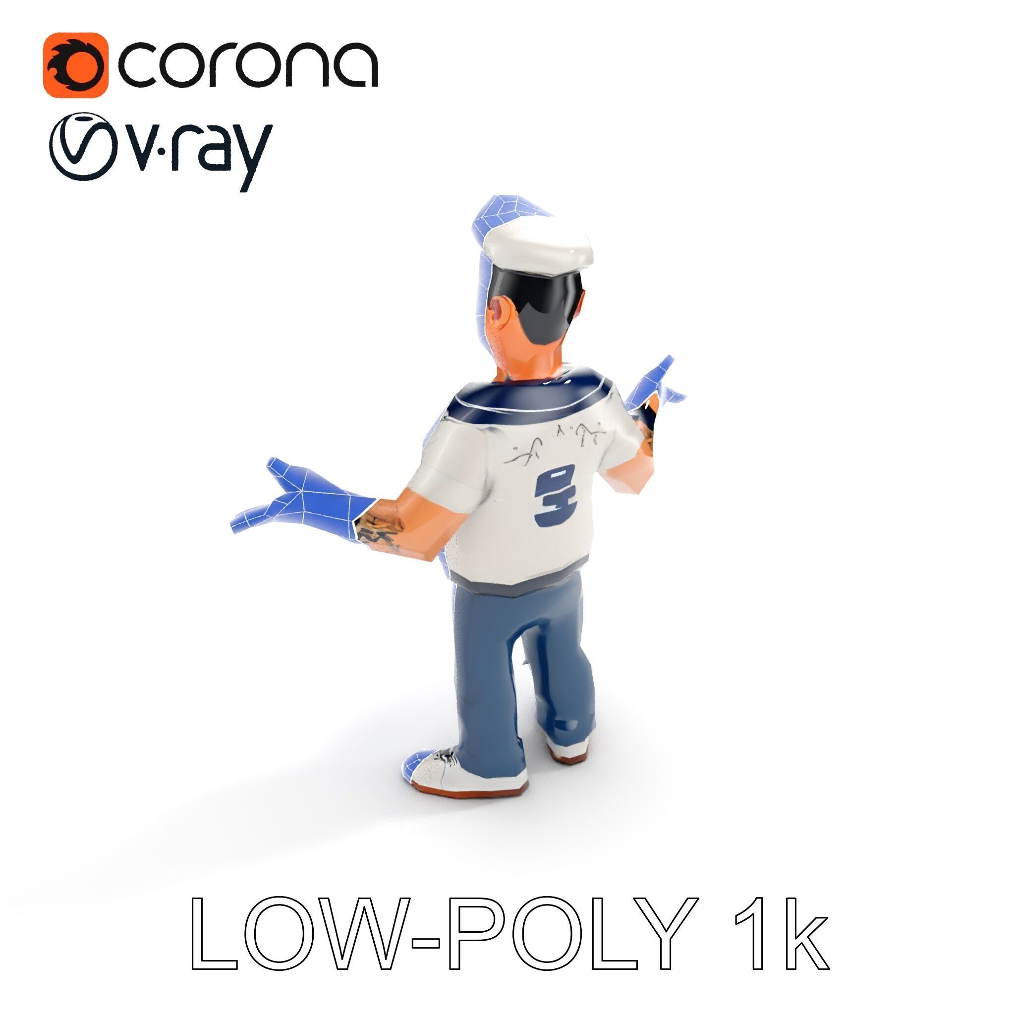 Sailor Render  Cartoon Style D Character Model Low-poly 3D model_23