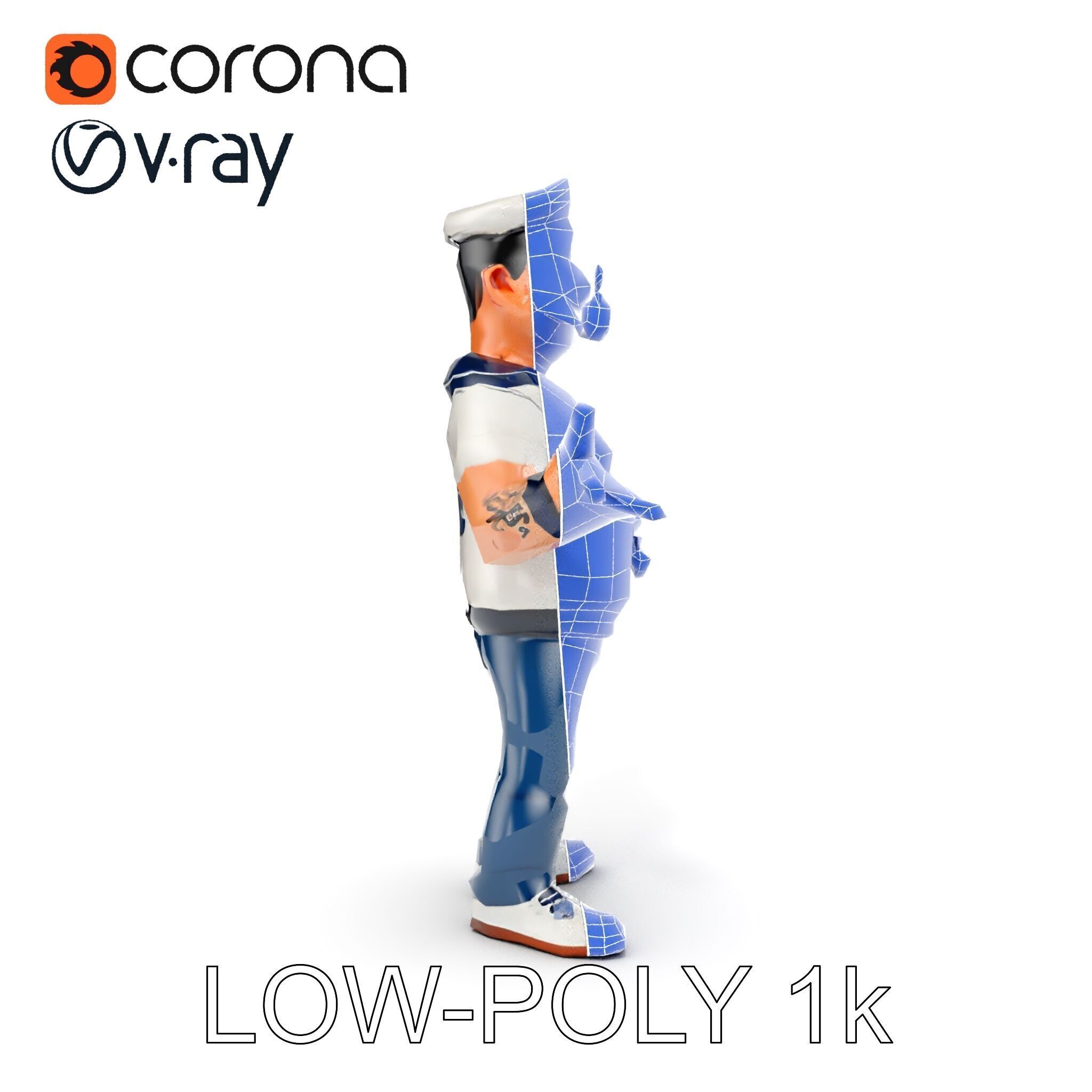 Sailor Render  Cartoon Style D Character Model Low-poly 3D model_31