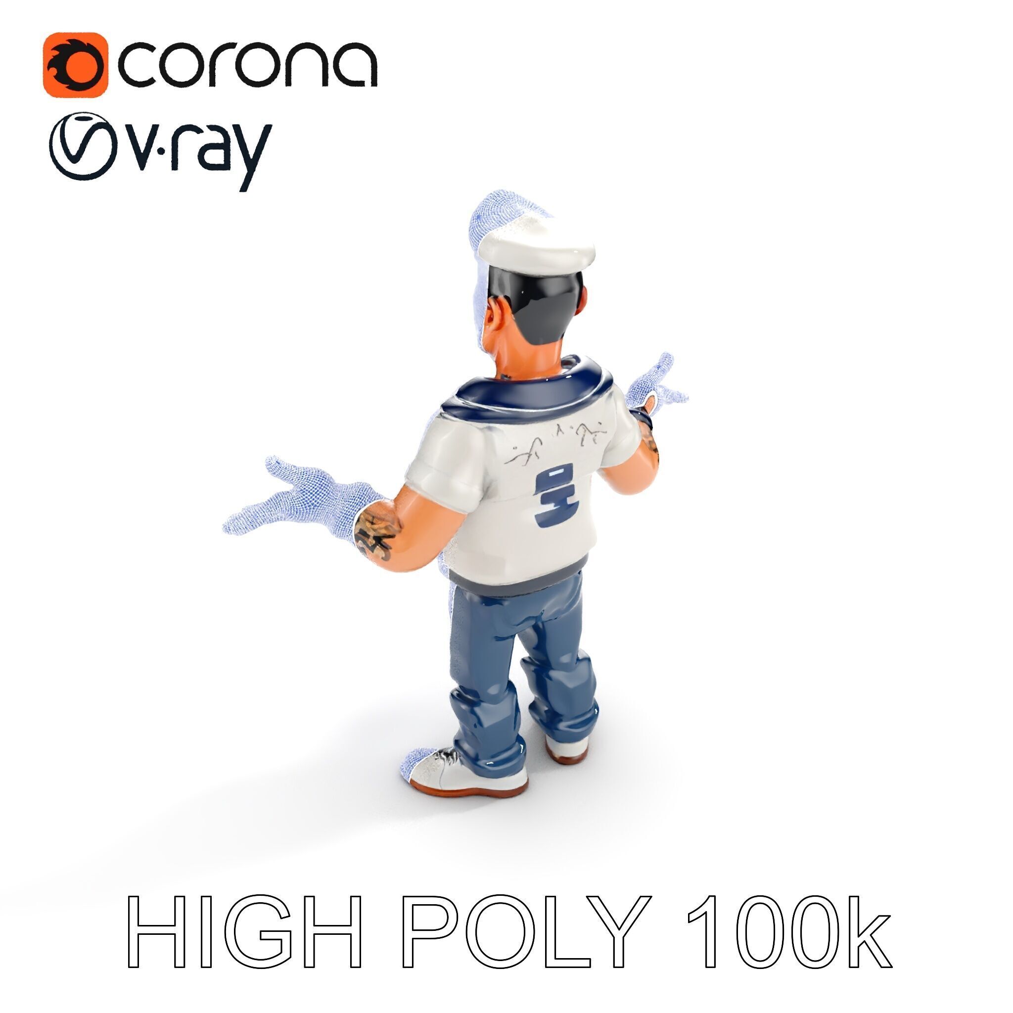 Sailor Render  Cartoon Style D Character Model Low-poly 3D model_32