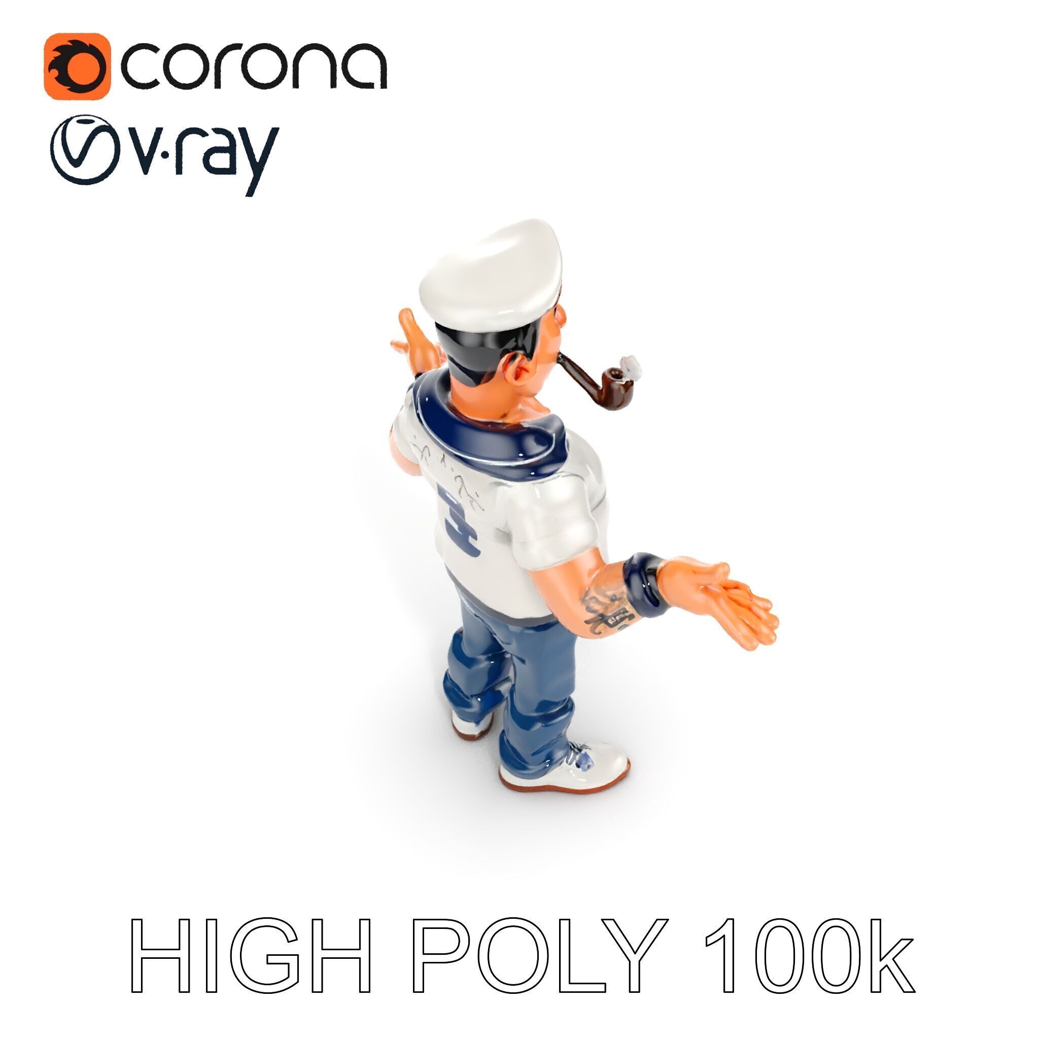 Sailor Render  Cartoon Style D Character Model Low-poly 3D model_13