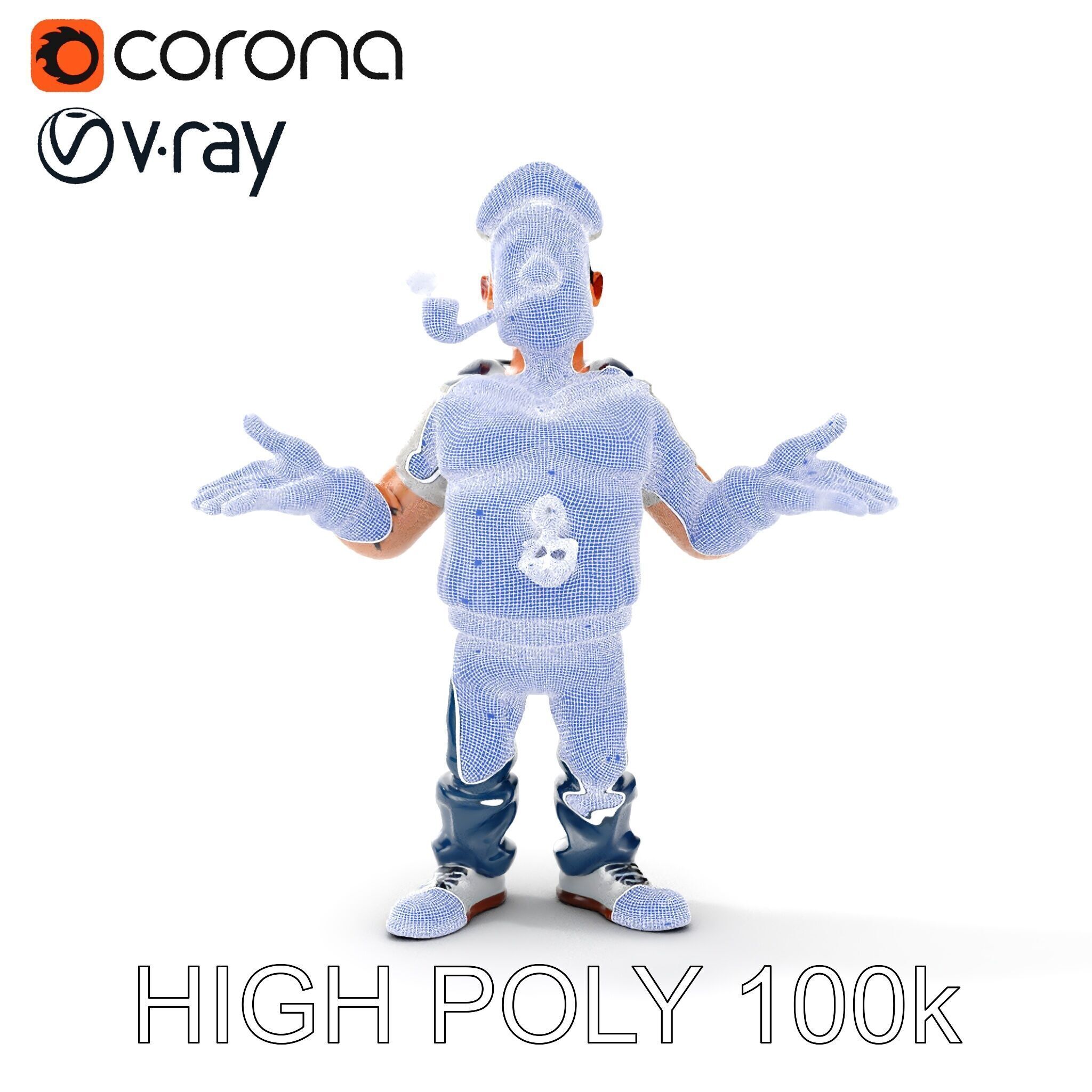 Sailor Render  Cartoon Style D Character Model Low-poly 3D model_35