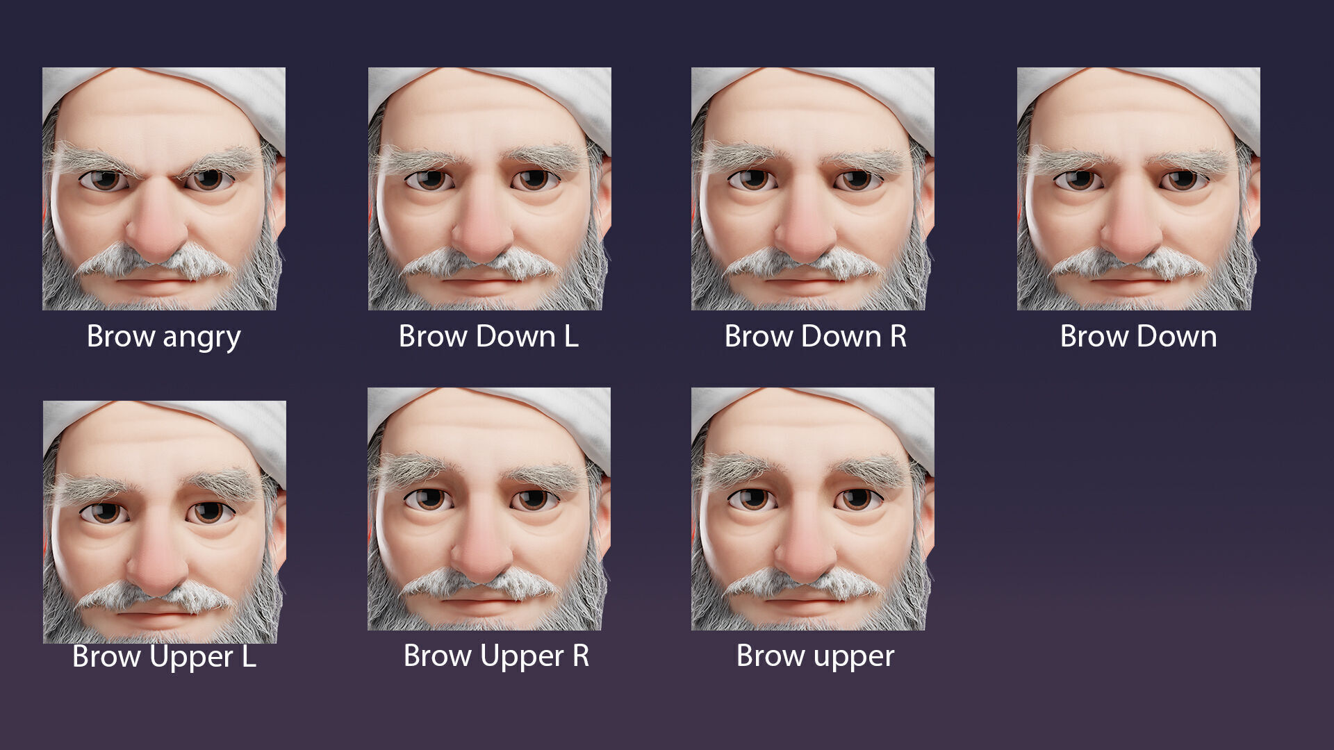 Cartoon Arab Uncle  Low-poly 3D model_4