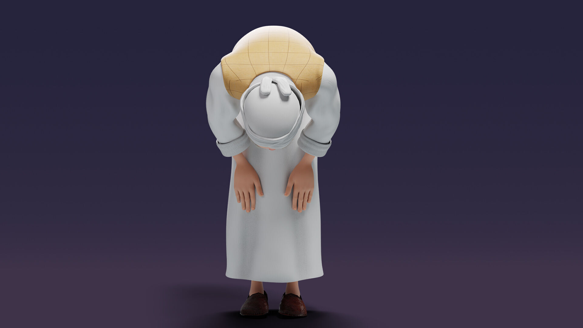 Cartoon Arab Uncle  Low-poly 3D model_34