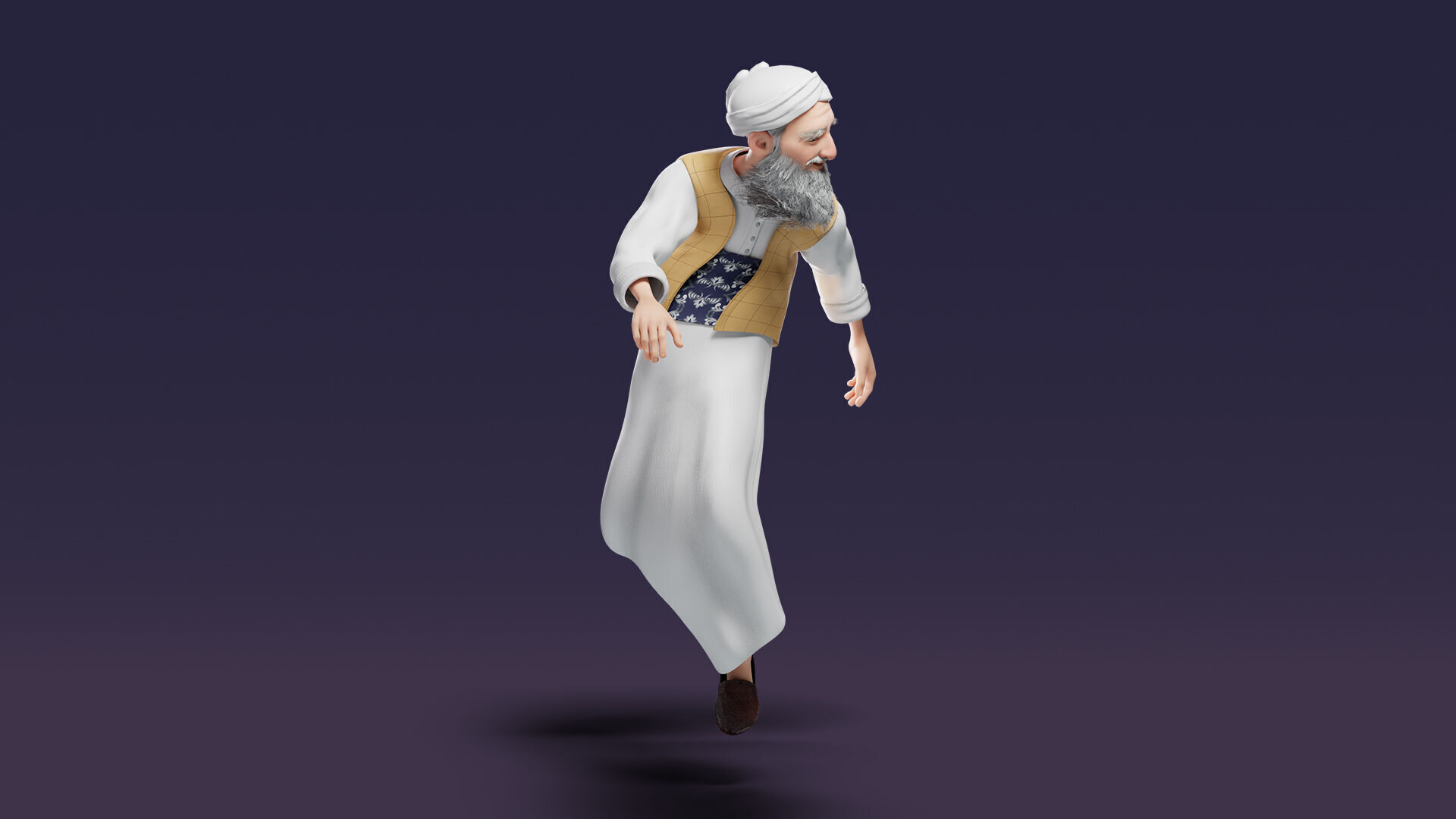 Cartoon Arab Uncle  Low-poly 3D model_24