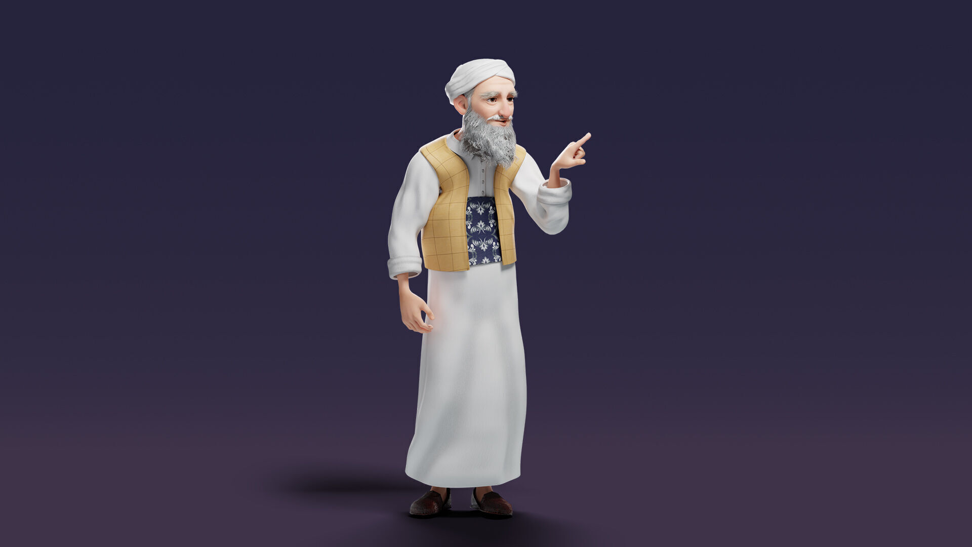Cartoon Arab Uncle  Low-poly 3D model_17