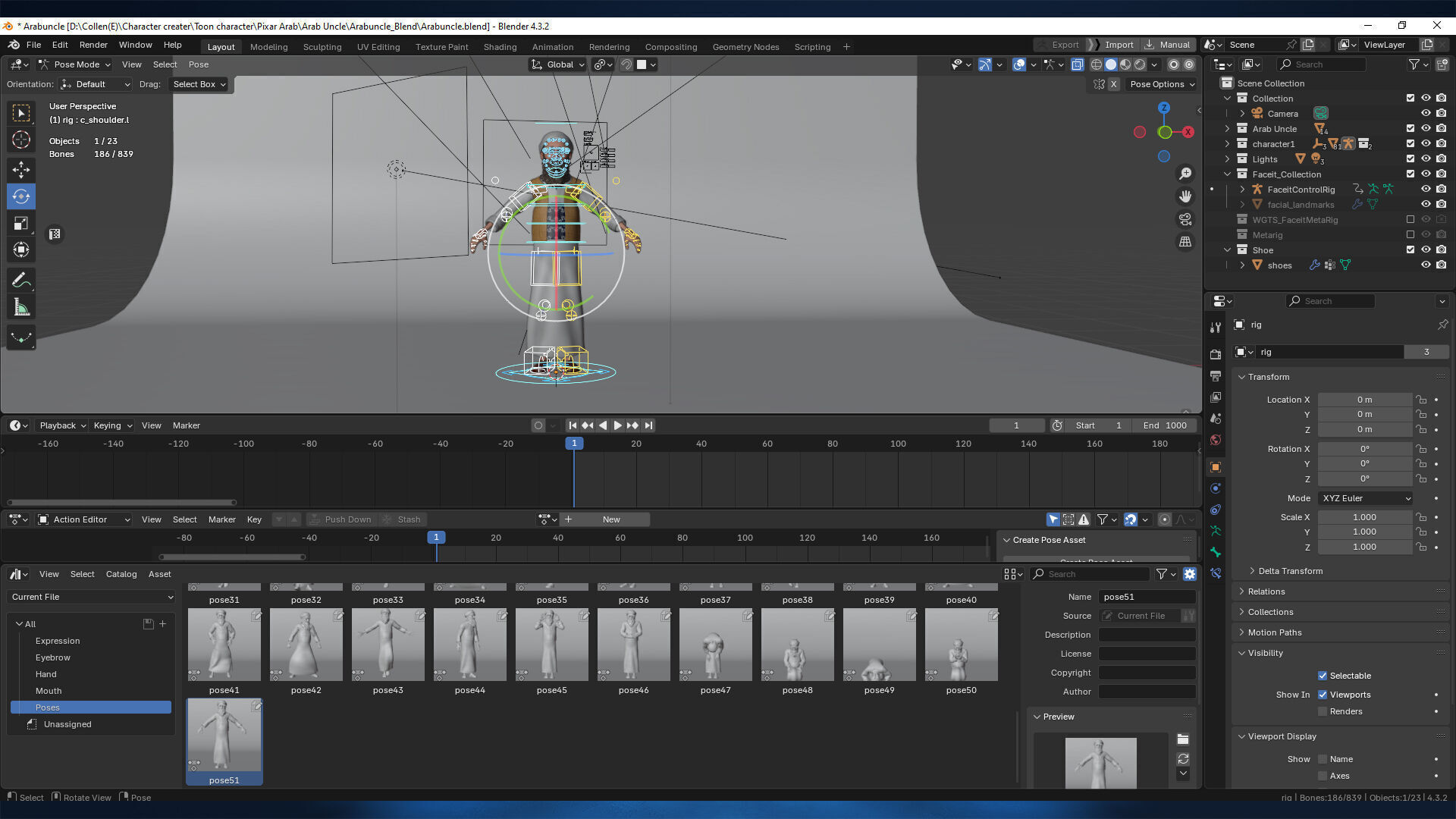 Cartoon Arab Uncle  Low-poly 3D model_42