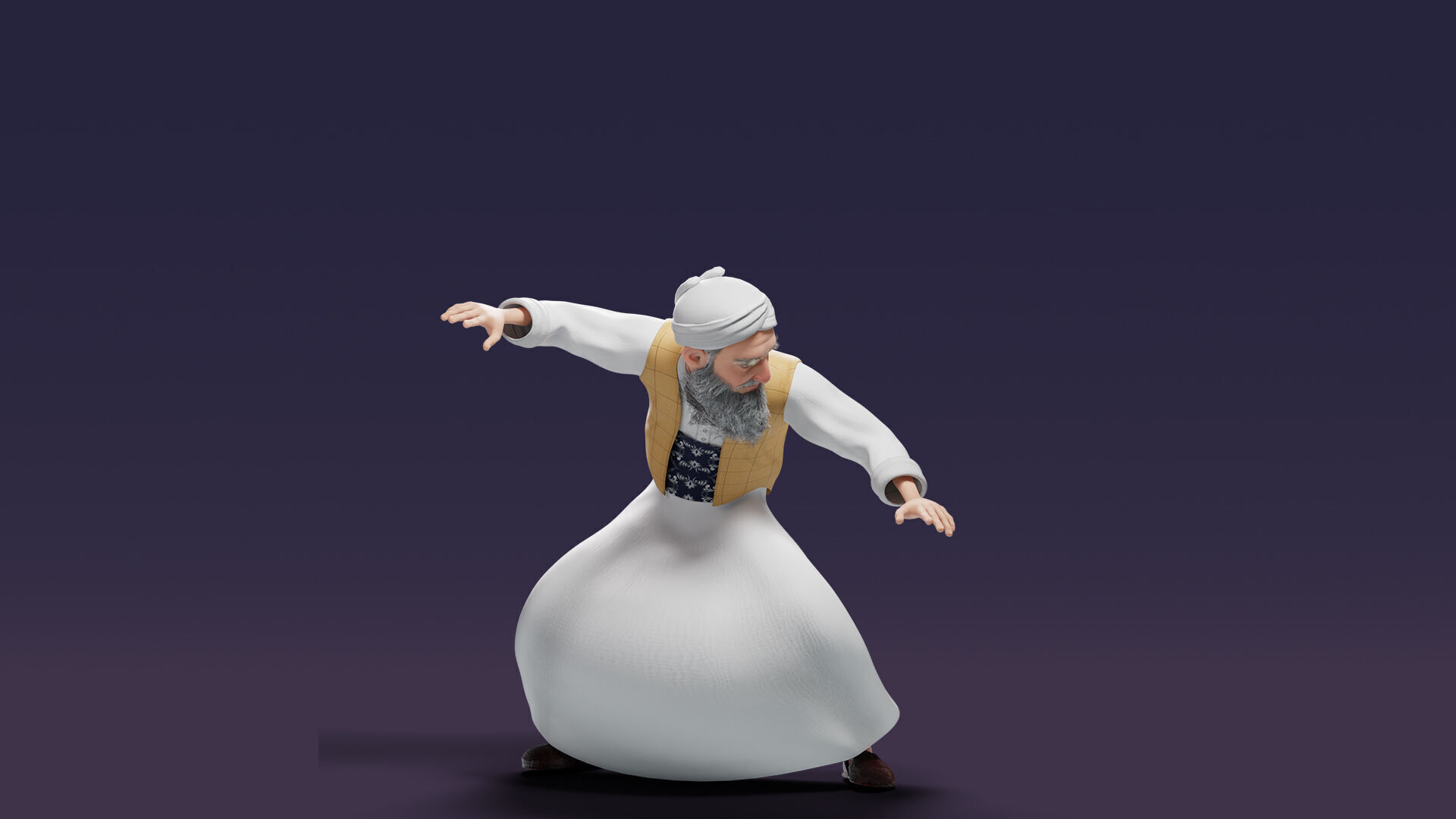 Cartoon Arab Uncle  Low-poly 3D model_29