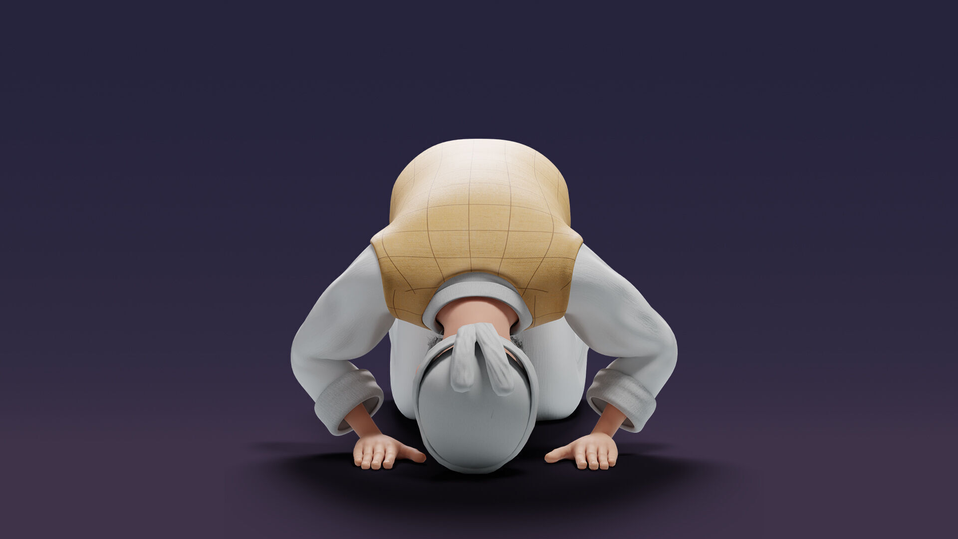 Cartoon Arab Uncle  Low-poly 3D model_36