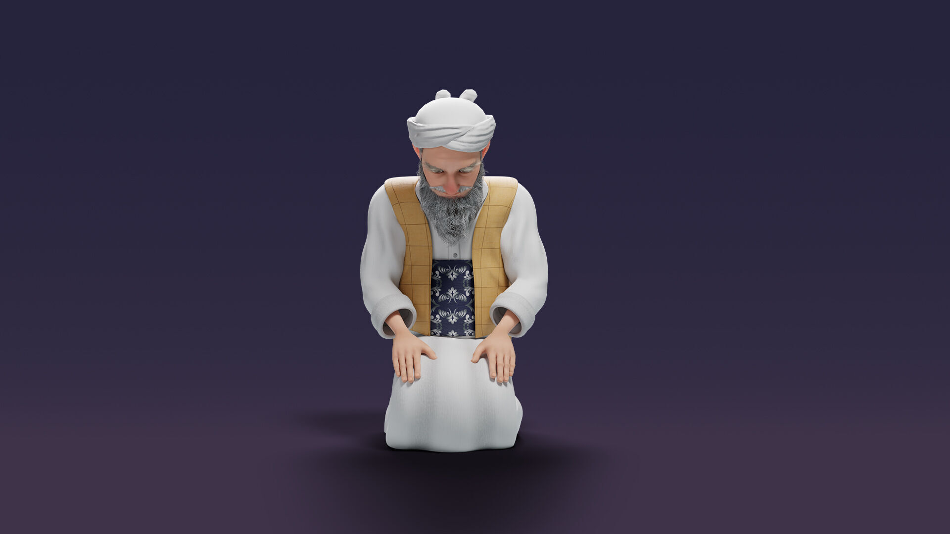 Cartoon Arab Uncle  Low-poly 3D model_35