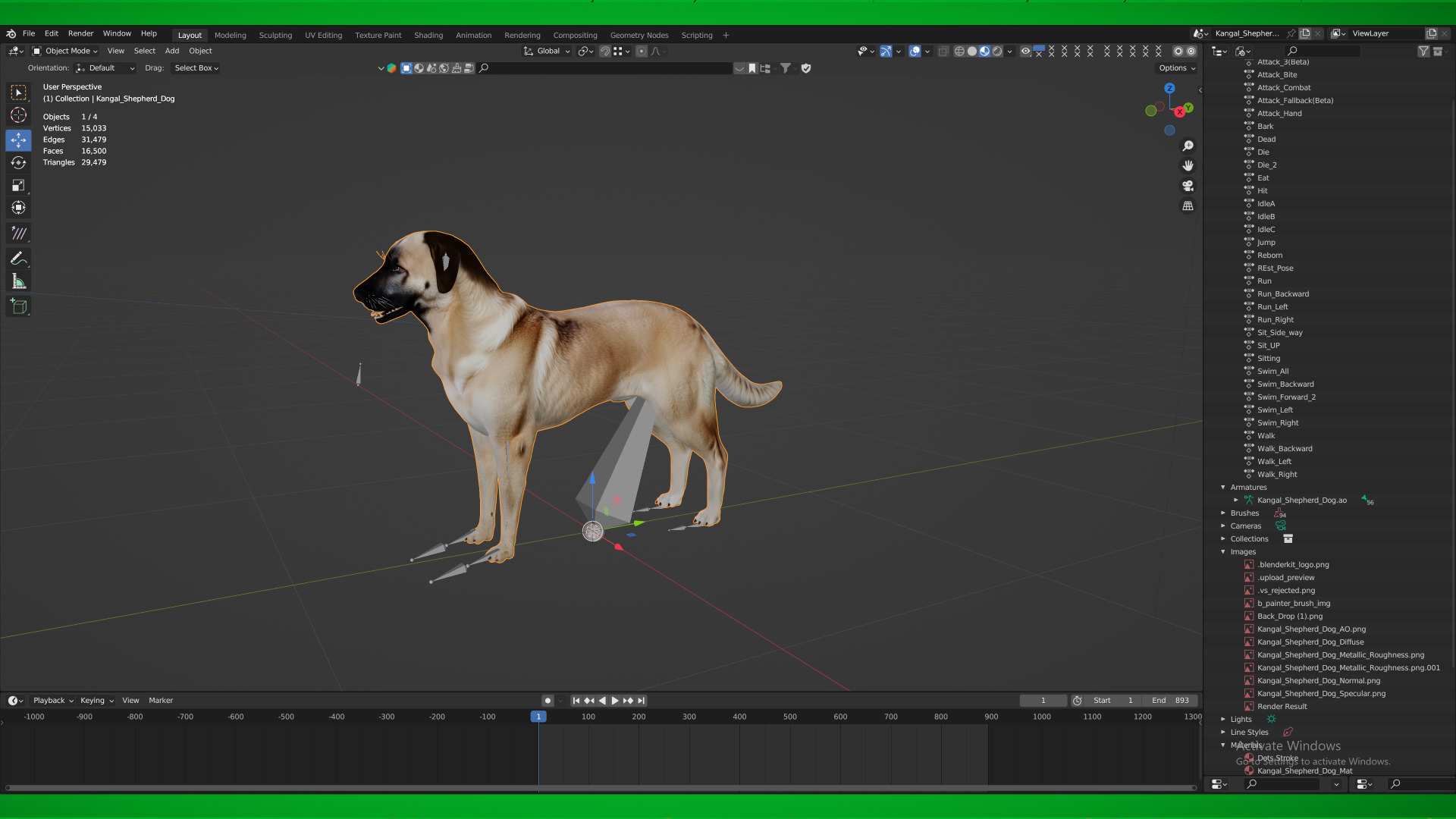 Kangal Shepherd Dog Low-poly 3D model_3