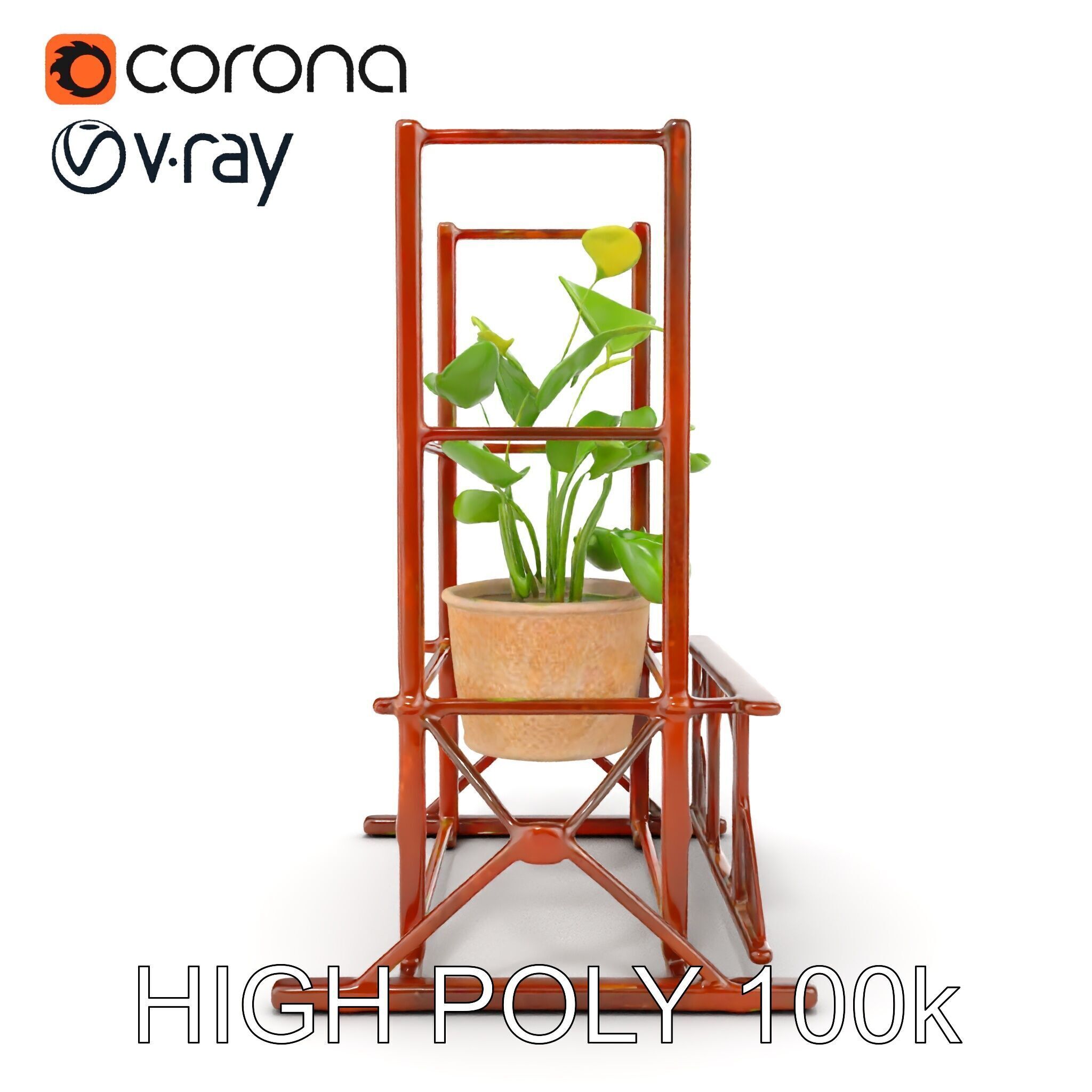 Rustic Iron Plant Stand model pack Low-poly 3D model_13