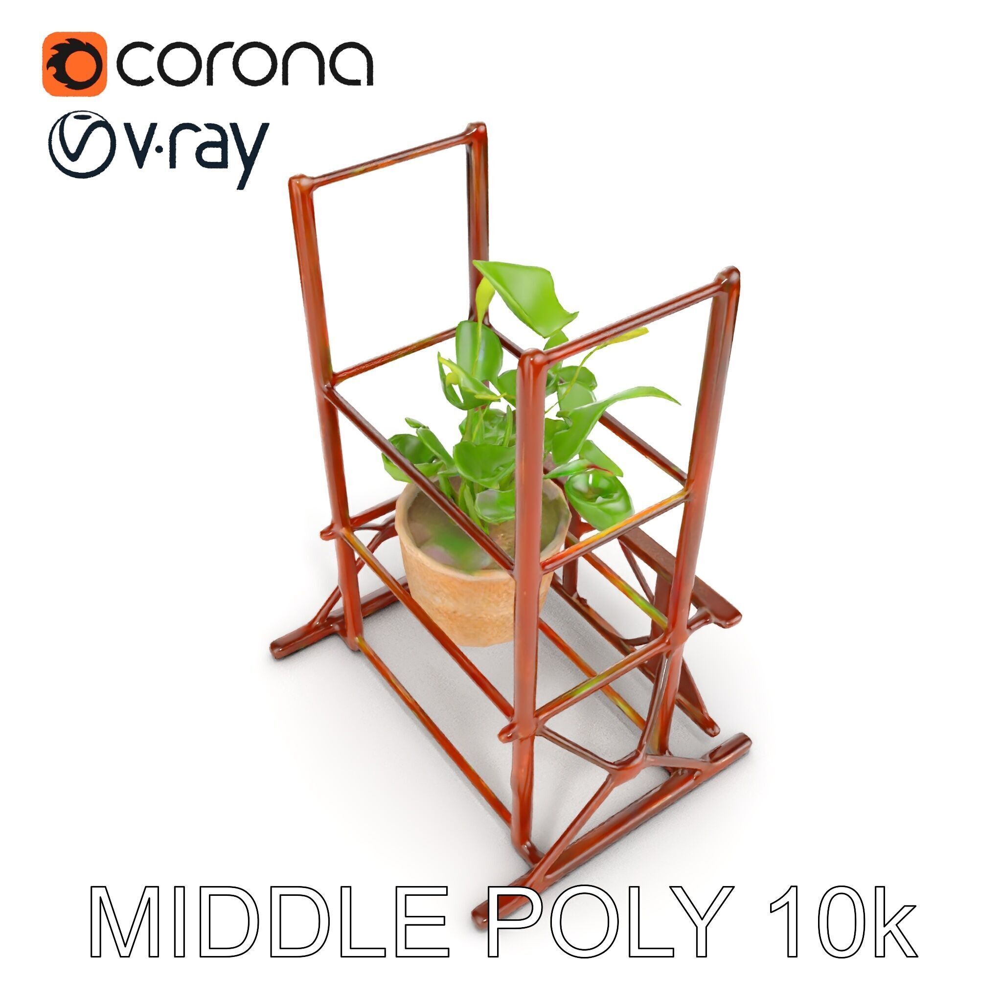 Rustic Iron Plant Stand model pack Low-poly 3D model_8