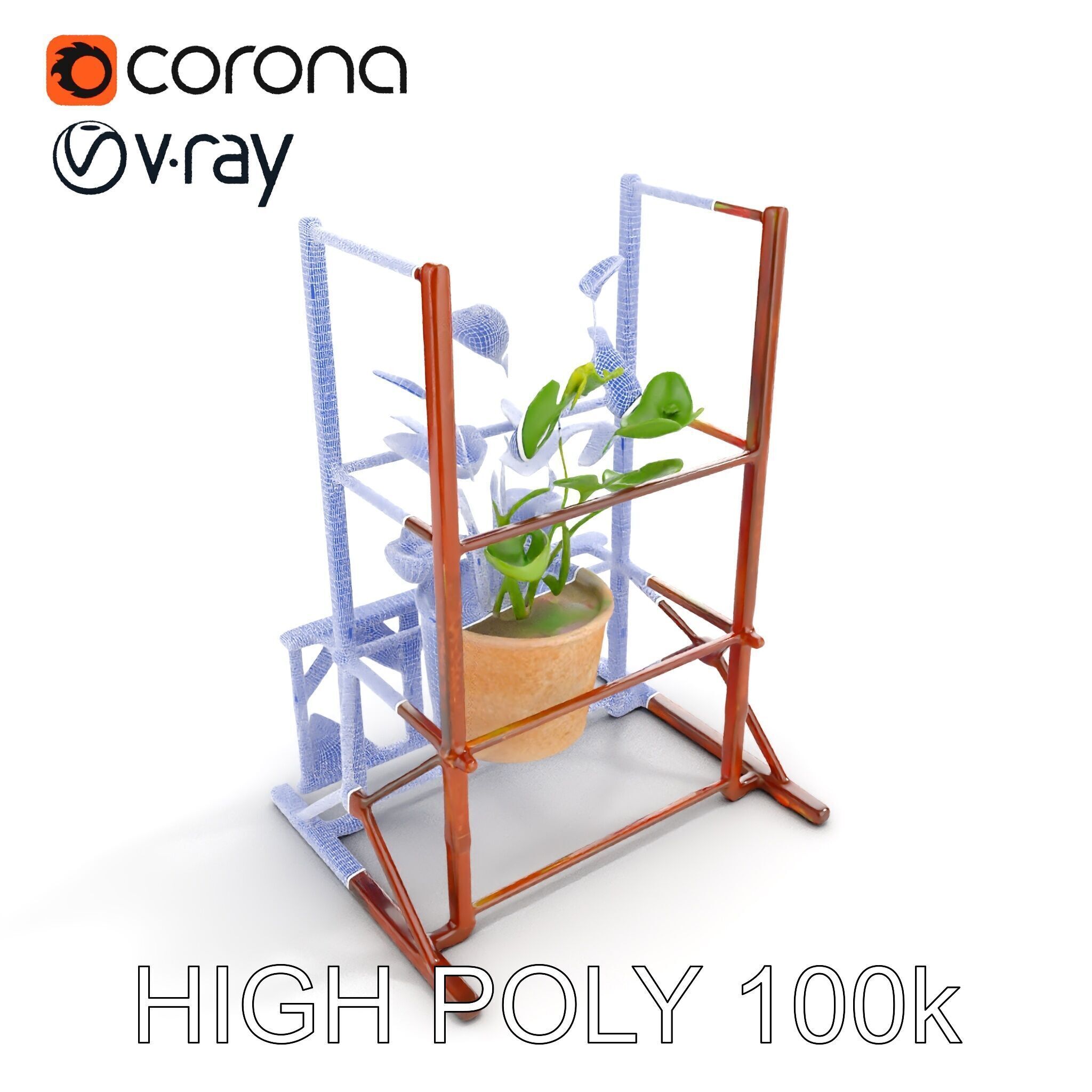 Rustic Iron Plant Stand model pack Low-poly 3D model_29